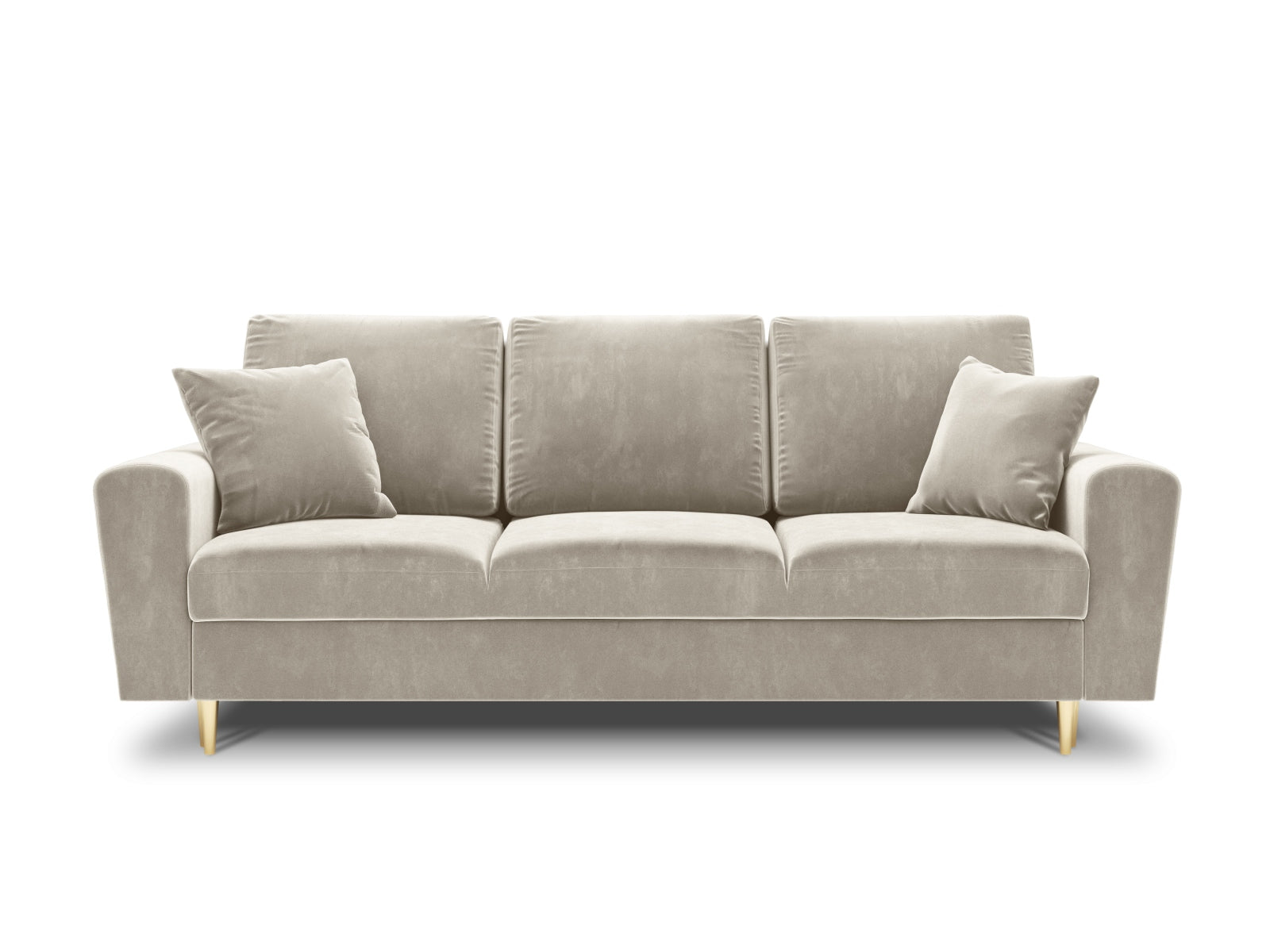 Kyoto Velour Sofa mit Schlaffunktion und Stauraumbox 3 Sitzer 100cm in Light Beige präsentiert im Onlineshop von KAQTU Design AG. Bett ist von Cosmopolitan Design
