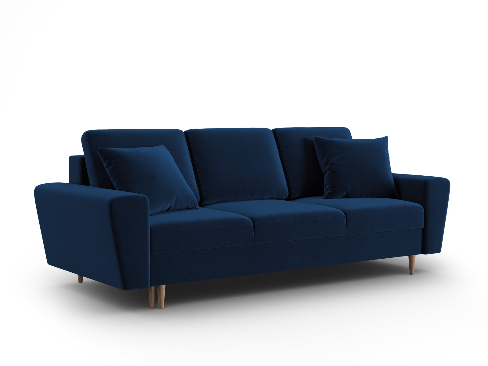 Entdecken Sie das elegante Kyoto Velour Sofa mit Schlaffunktion und Stauraum. Ideal für stilvolle Wohnräume und spontane Übernachtungen.