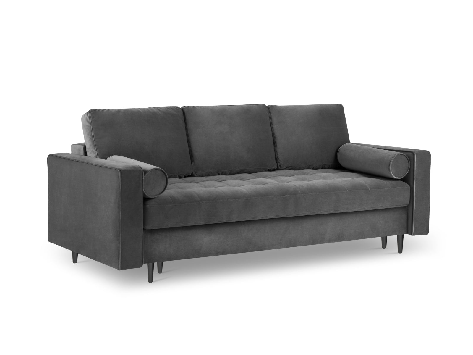Elegantes 3-Sitzer Sofa Aspen in Dunkelgrau, ideal als Schlafsofa mit integriertem Stauraum für eine optimale Raumnutzung.