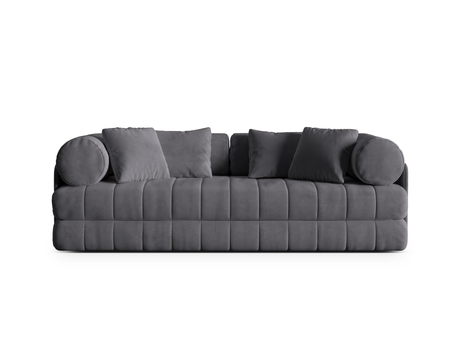 Kemi Velour Sofa mit Schlaffunktion 3 Sitzer in Dark Grey-Salvador präsentiert im Onlineshop von KAQTU Design AG. Bettsofa ist von Cosmopolitan Design