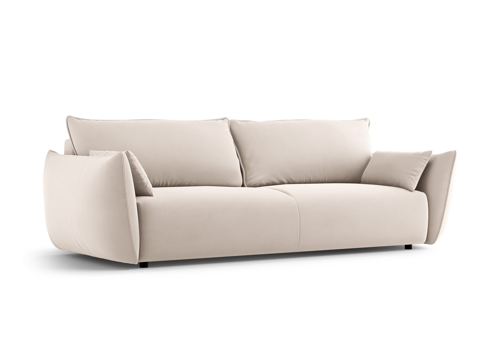 Beige 3-Sitzer Sofa Matera mit Schlaffunktion und Stauraum, stilvolles Bettsofa von Cosmopolitan Design, ideal für jedes Wohnzimmer.