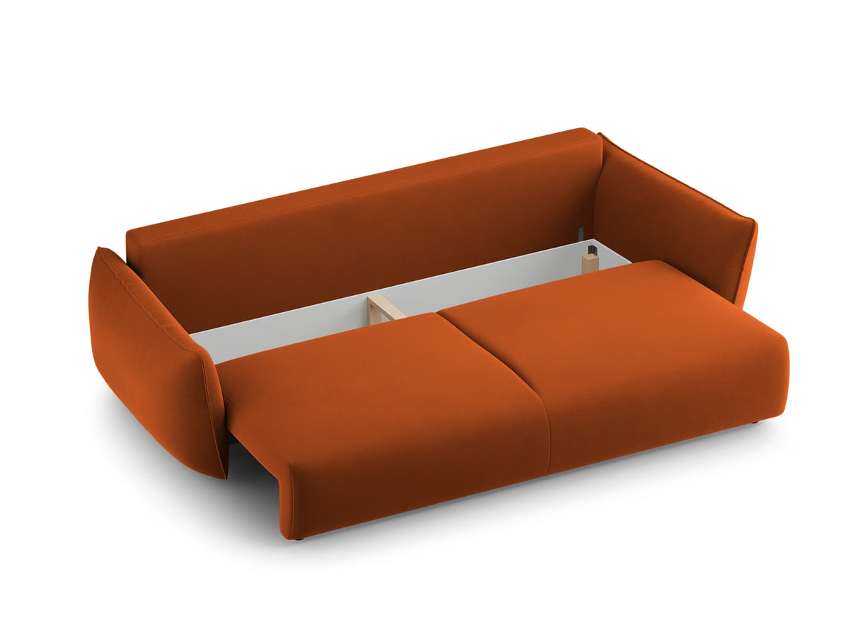 Bettsofa Matera von Cosmopolitan Design, 3-Sitzer mit Stoffbezug und schwarzen Kunststoffbeinen