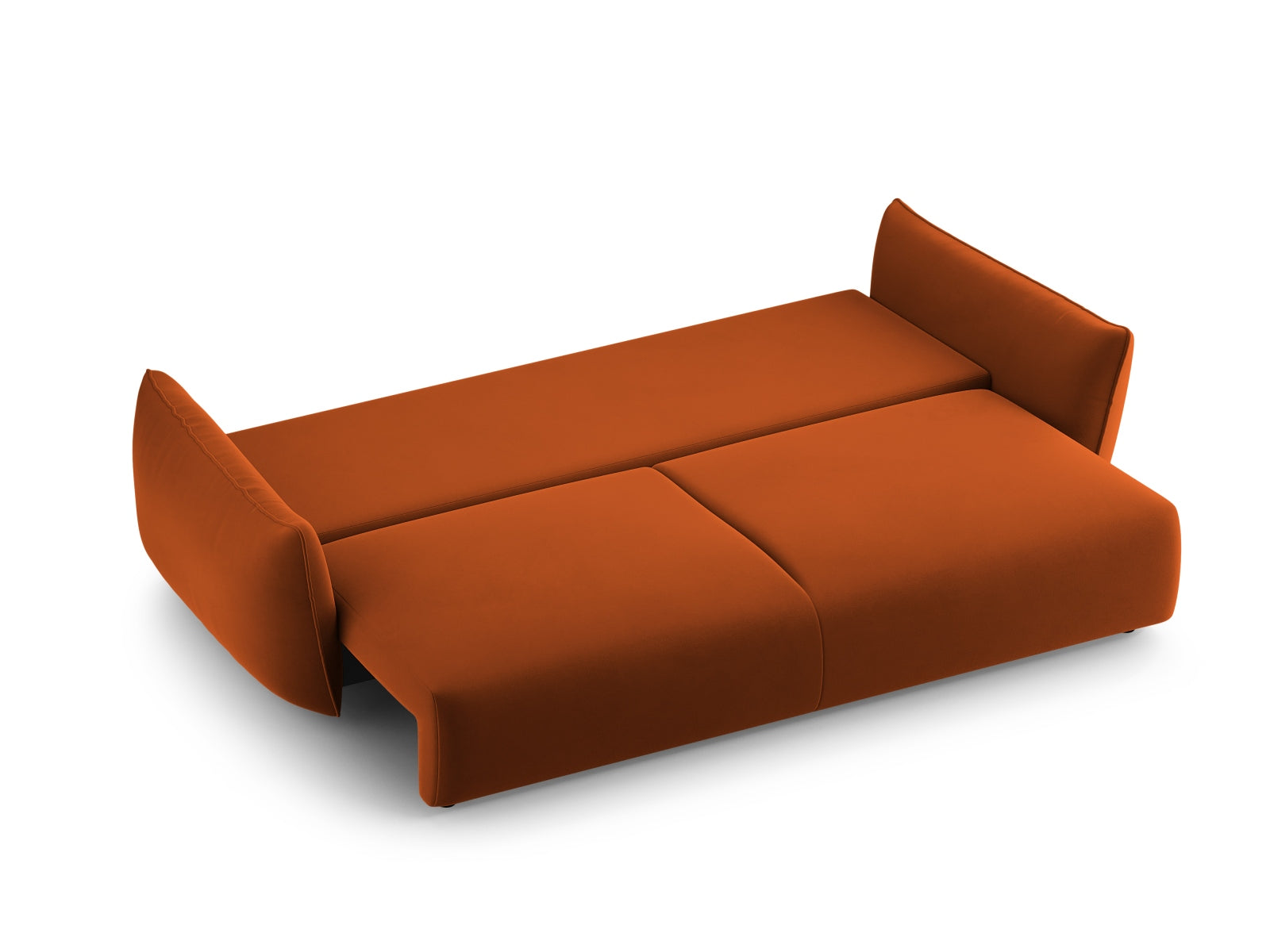 Elegantes 3-Sitzer Sofa Matera in ansprechendem Terracotta, ideal für gemütliche Abende und als praktisches Bettsofa mit zusätzlichem Stauraum.