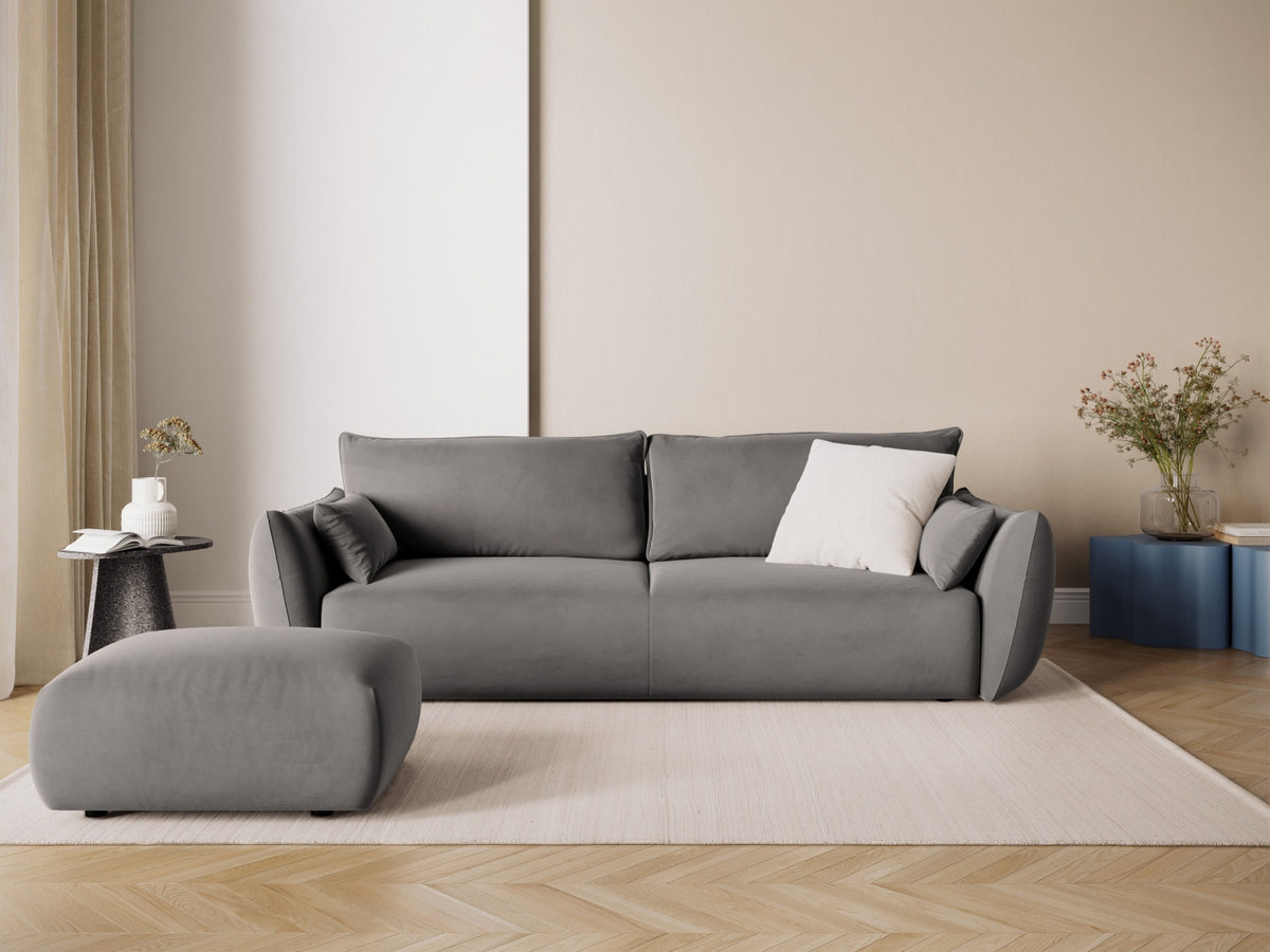 Bettsofa Matera von Cosmopolitan Design, 3-Sitzer mit Stoffbezug und schwarzen Kunststoffbeinen