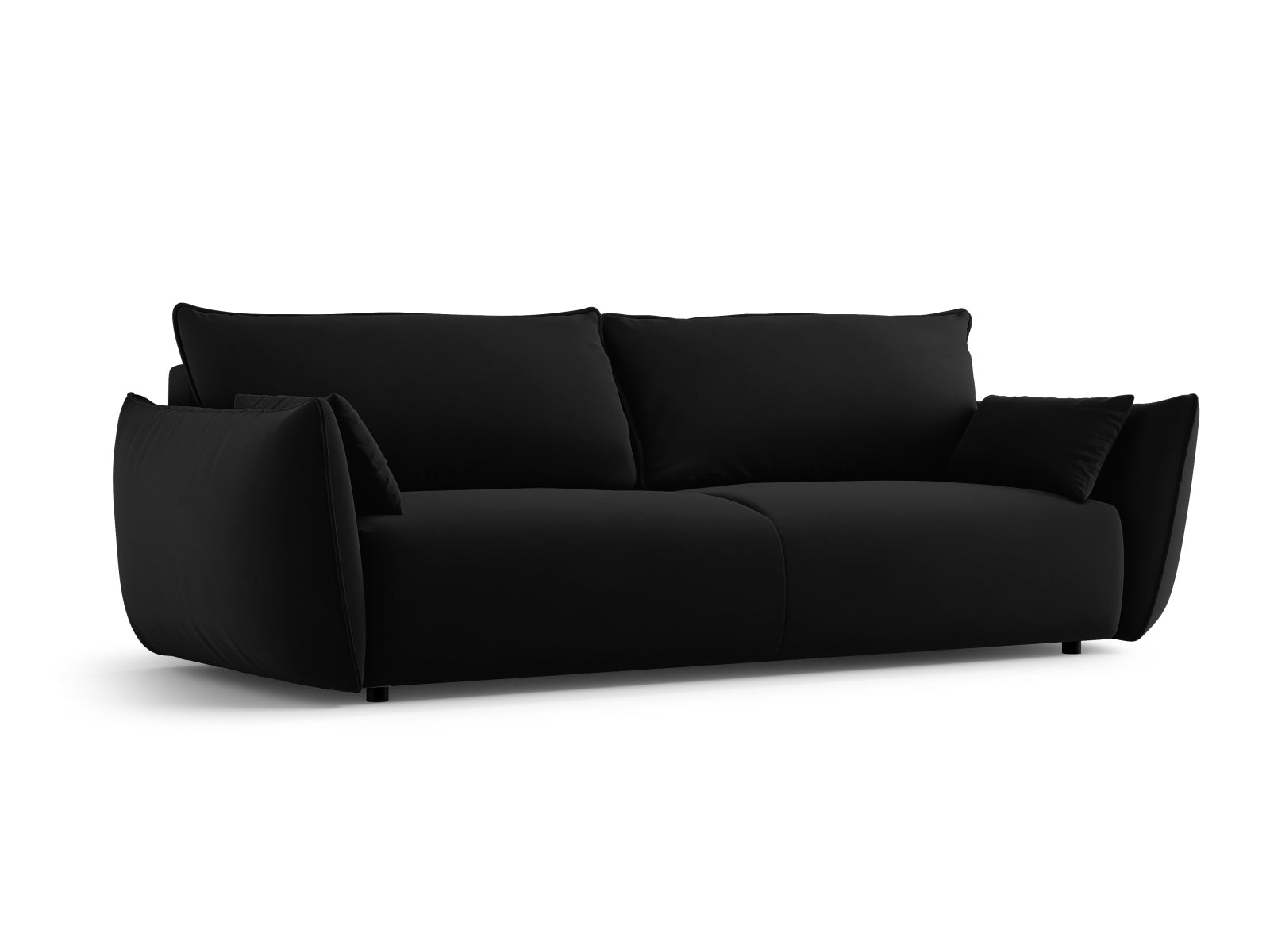 Elegantes 3-Sitzer Sofa Matera in Black-Salvador, ideal für Wohnräume, bietet Schlaffunktion und praktischen Stauraum.