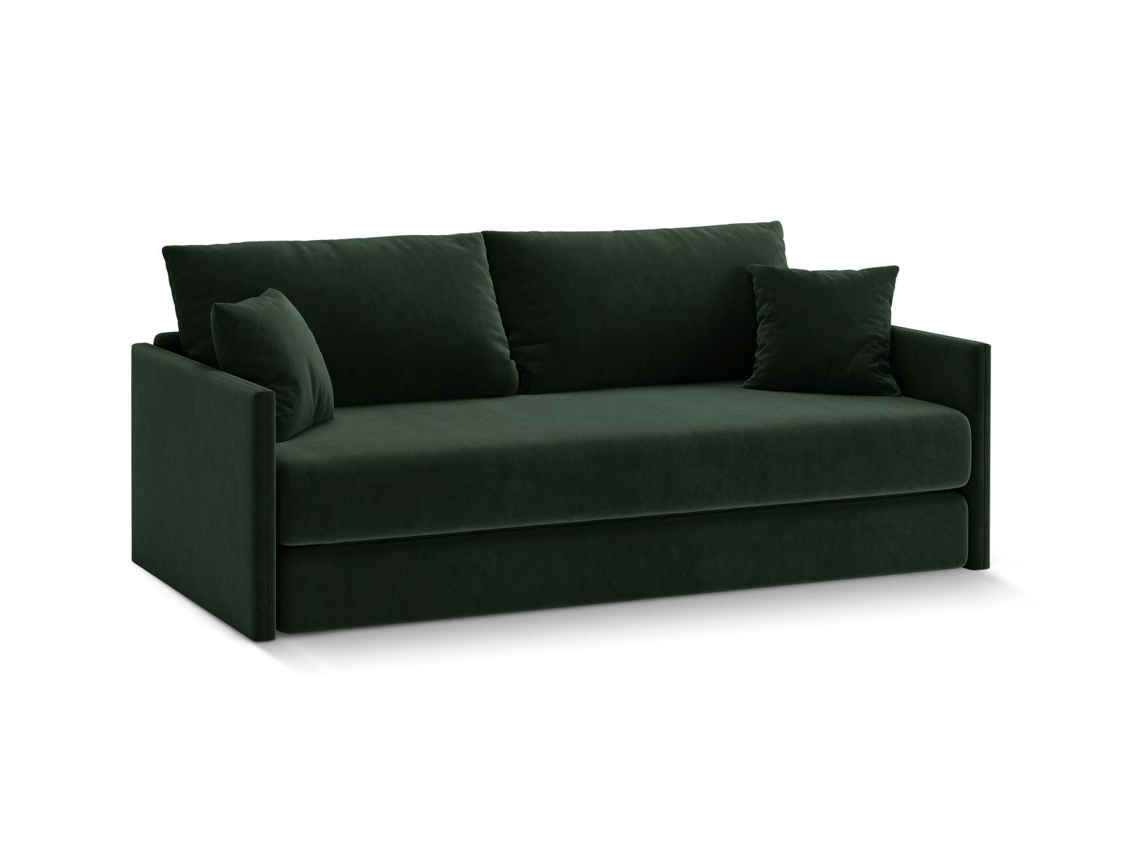 Elegantes 3-Sitzer Sofa Shannon in Flaschengrün, vielseitig einsetzbar als Schlafsofa, ideal für moderne Wohnräume.