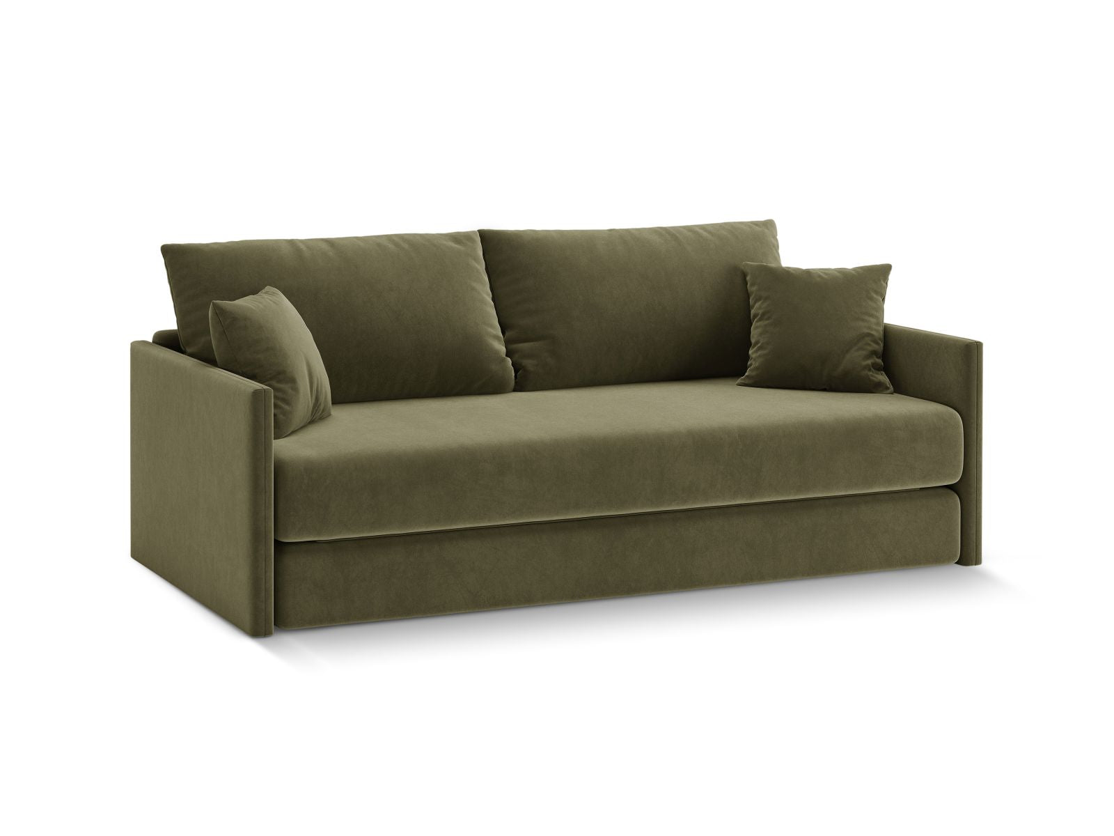Elegantes 3-Sitzer Sofa Shannon in stilvollem Grün, ideal als Bettsofa für gemütliche Nächte und entspannte Tage.