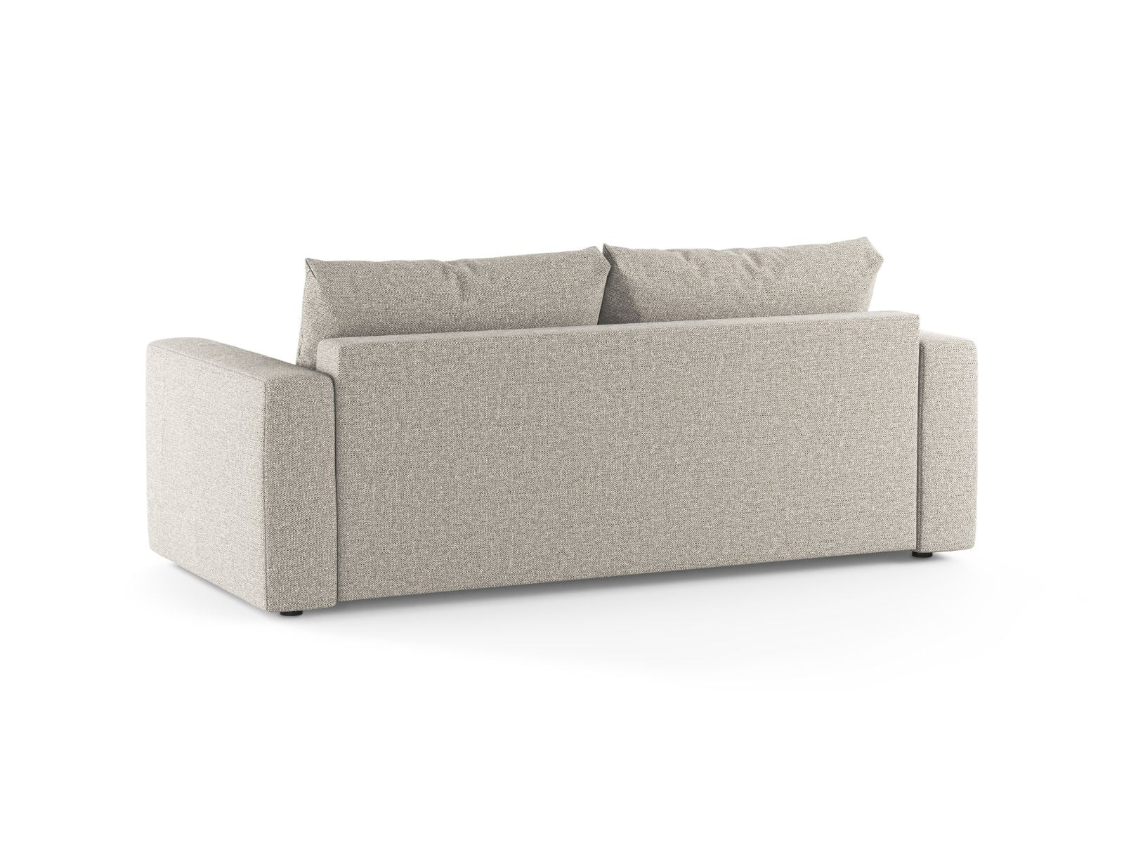 Modernes 3-Sitzer Sofa Grena in Sand-Babel, perfekt für kompakte Wohnräume, vereint Komfort und Funktionalität mit einer cleveren Schlaffunktion.