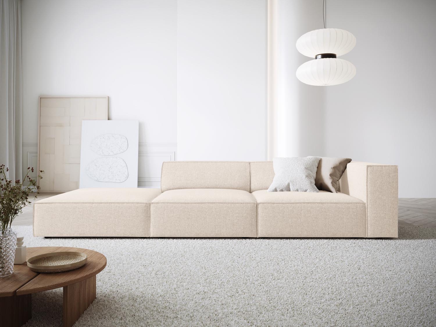 Arendal Sofa links 4 Sitzer in Light Beige präsentiert im Onlineshop von KAQTU Design AG. L-Sofa links ist von Cosmopolitan Design