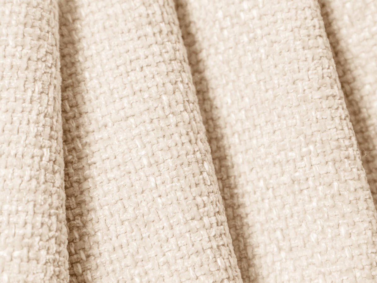 Matera 4er Sofa links mit Stoffbezug, Ottoman-Modul und schwarzen Kunststoffbeinen