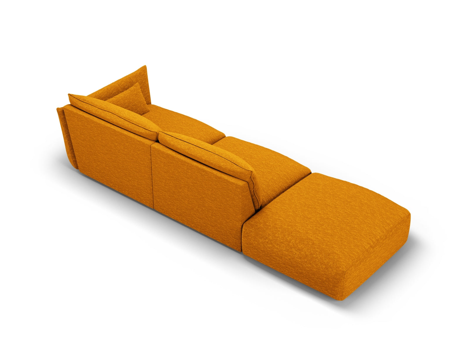 Elegantes 4-Sitzer Sofa links Matera in warmem Gelb, ideal für moderne Wohnräume und gesellige Stunden mit Freunden.