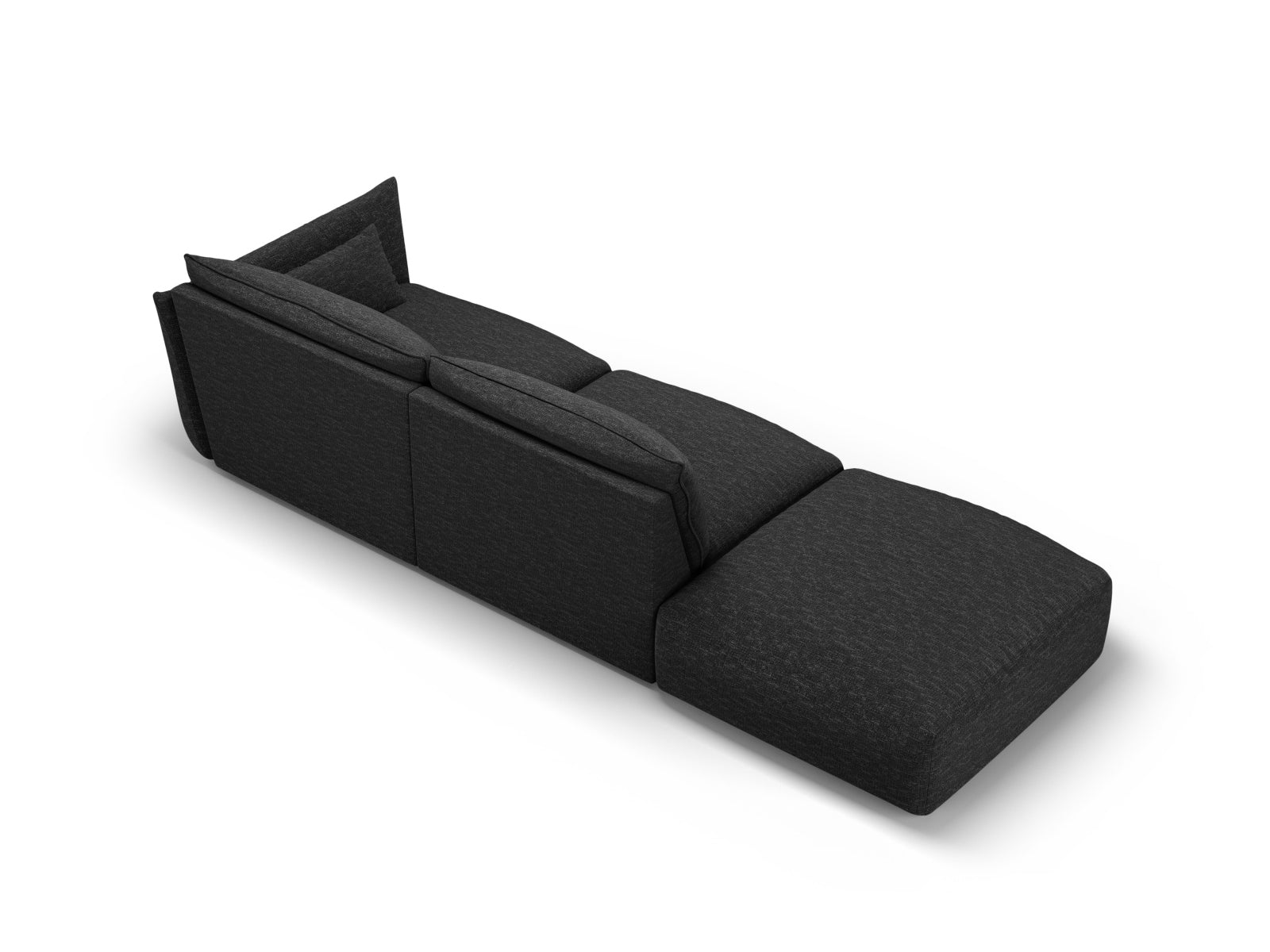 Elegantes 4-Sitzer Sofa links Matera in zeitlosem Schwarz, ideal für moderne Wohnräume und entspannte Stunden, erhältlich bei KAQTU Design AG.