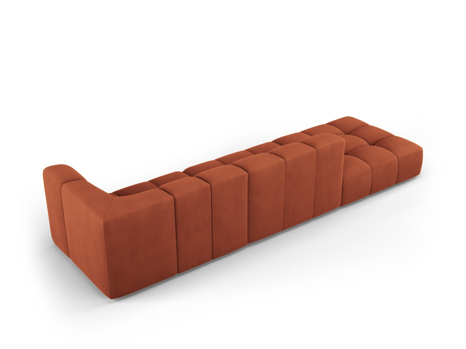 Modulares 4-Sitzer Sofa Moritz in strahlendem Orange, perfekt für stilvolle Wohnzimmer, angeboten von Cosmopolitan Design.