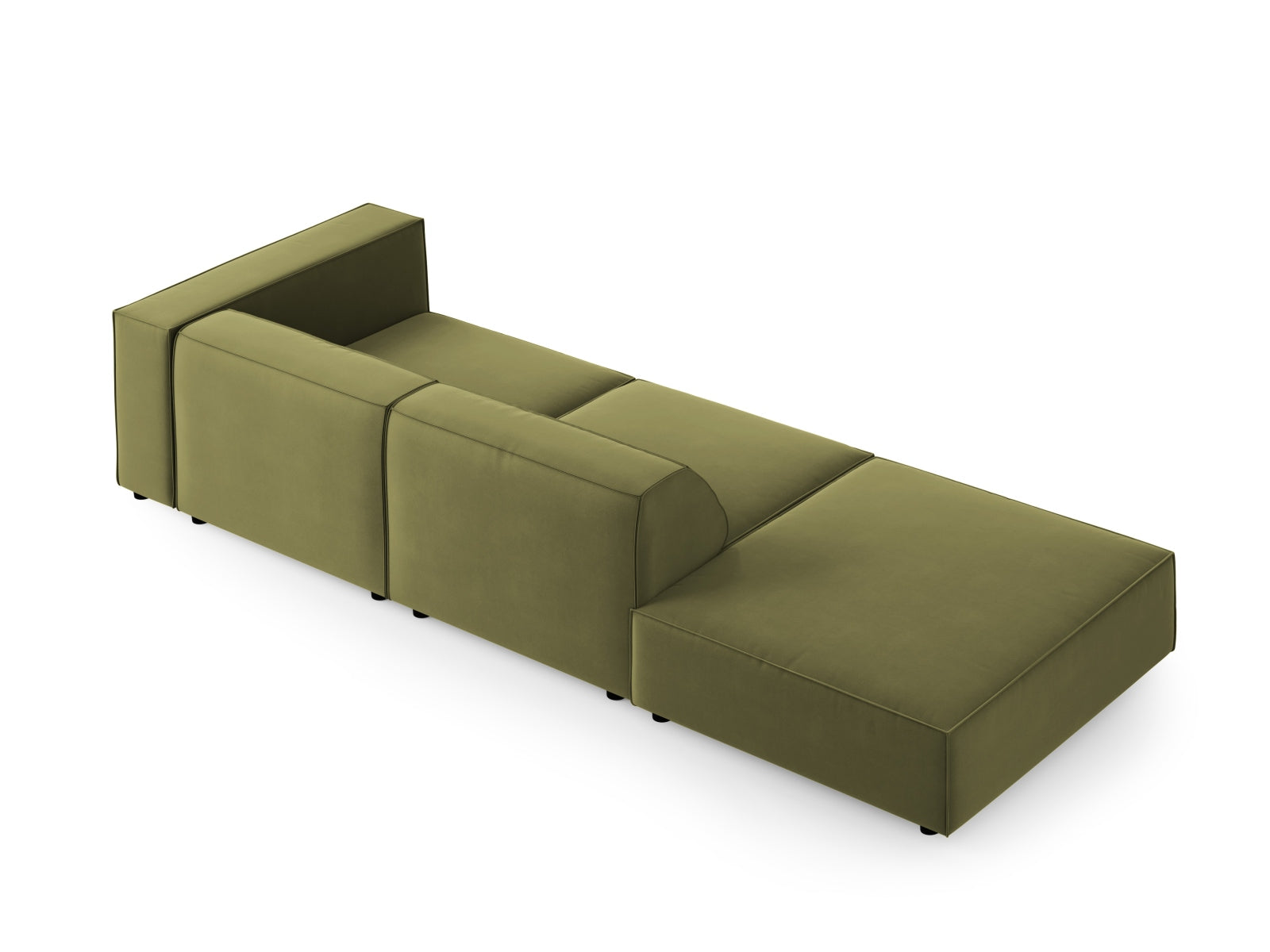 Arendal Velour Sofa links 4 Sitzer in Light Green präsentiert im Onlineshop von KAQTU Design AG. L-Sofa links ist von Cosmopolitan Design