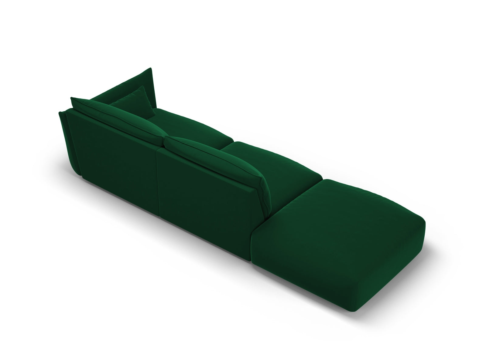 Elegantes 4-Sitzer Sofa links Matera in edlem Flaschengrün, ideal für stilvolle Wohnräume und entspannte Abende, von Cosmopolitan Design.