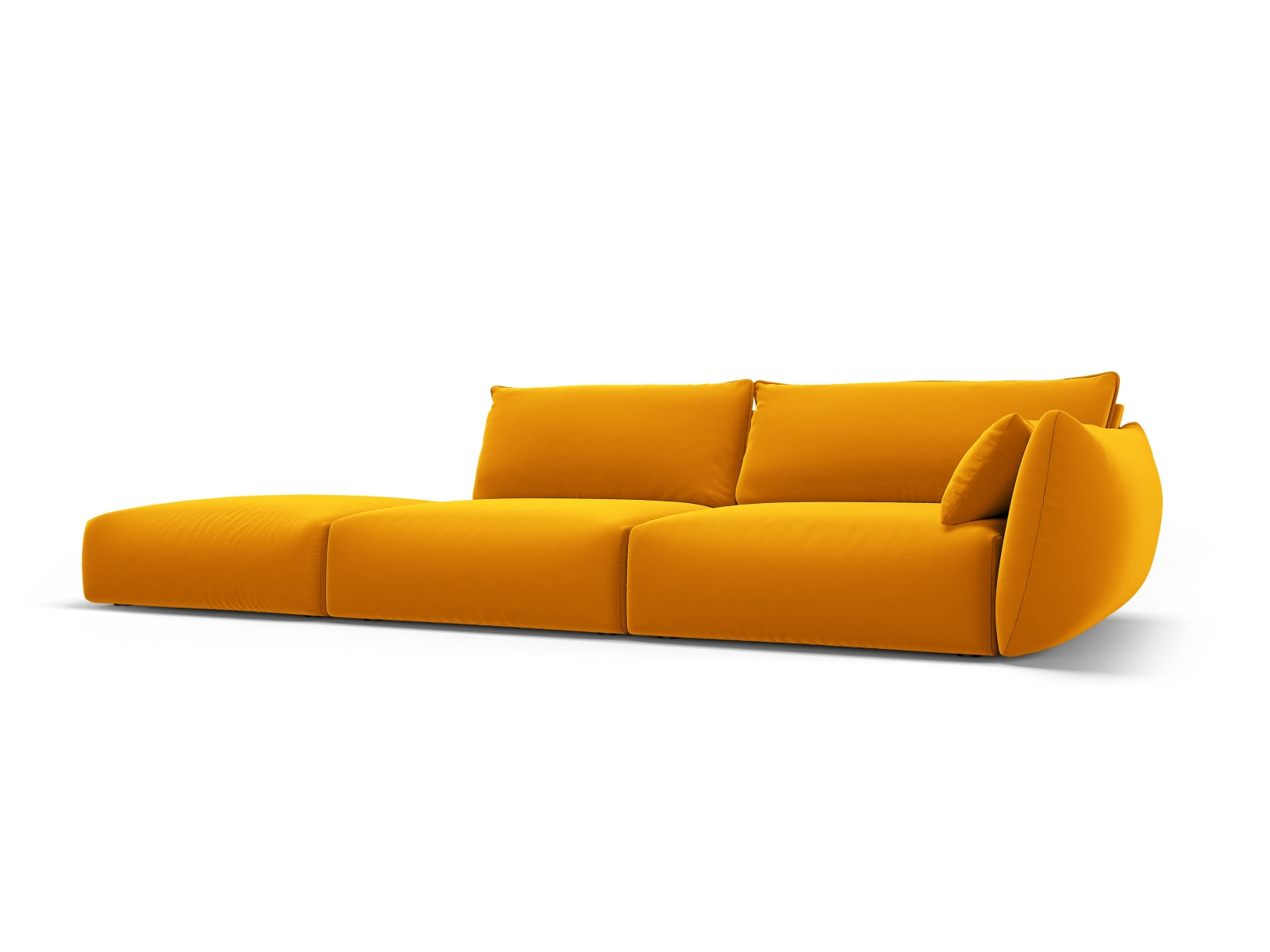 Elegantes 4-Sitzer Sofa links Matera in strahlendem Gelb, ideal für stilvolle Wohnräume, erhältlich bei KAQTU Design AG.