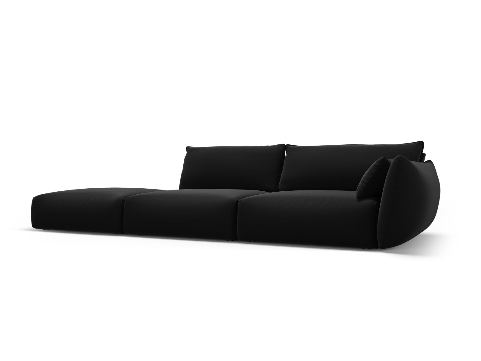 Elegantes 4-Sitzer Sofa links Matera in stilvollem Schwarz, ideal für moderne Wohnräume, erhältlich bei KAQTU Design AG.
