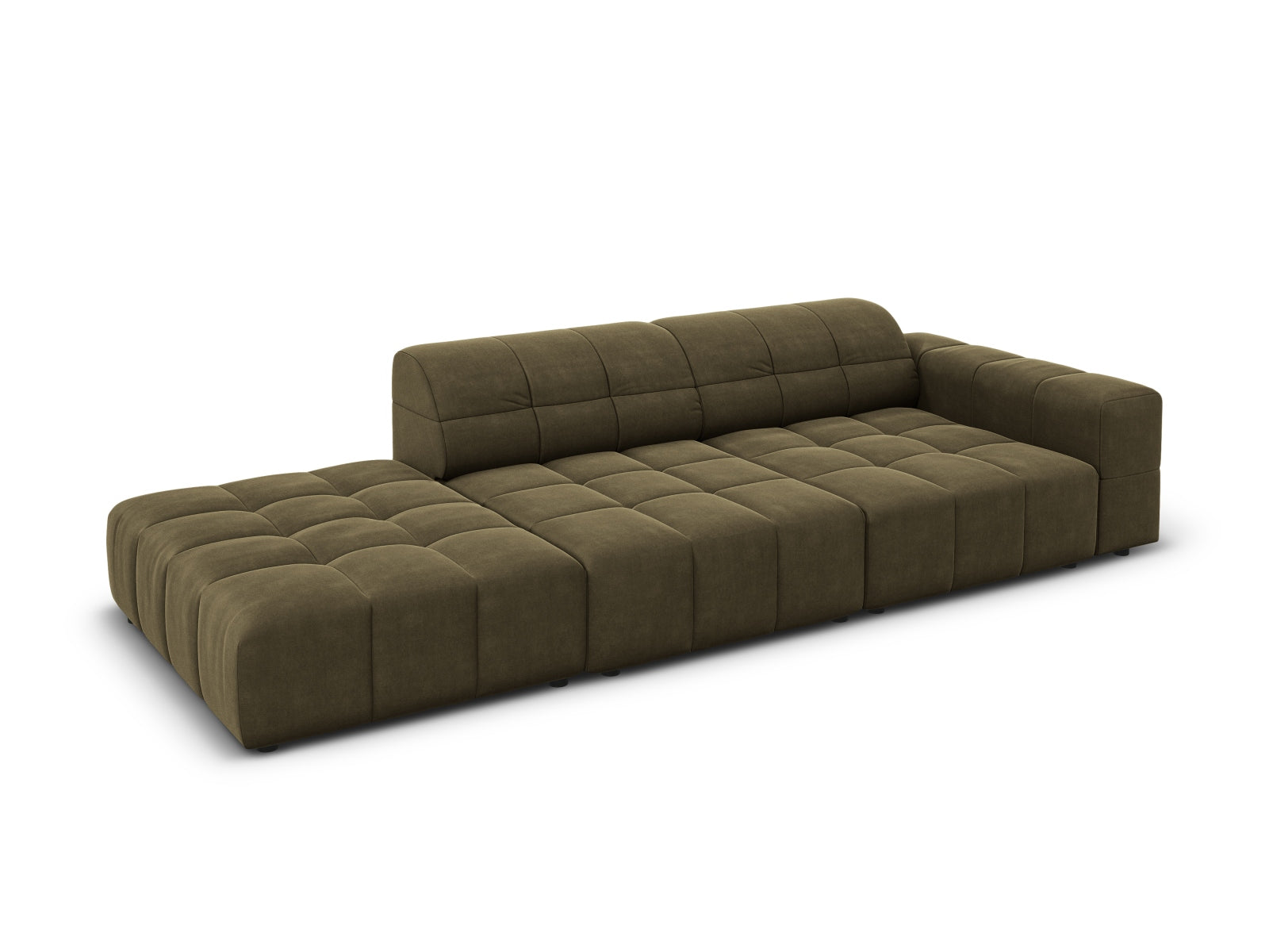 Chicago Velour Sofa links 3 Sitzer 102cm in Green präsentiert im Onlineshop von KAQTU Design AG. L-Sofa links ist von Cosmopolitan Design