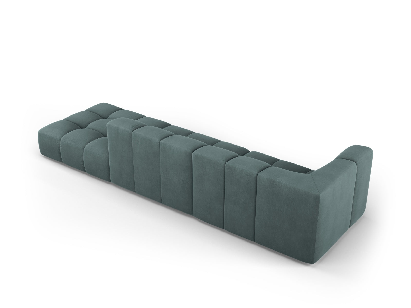Modulares 4-Sitzer Sofa Moritz in stilvollem Sea Green-Rebel, perfekt für zeitgemäße Wohnkonzepte und gemütliche Entspannung.