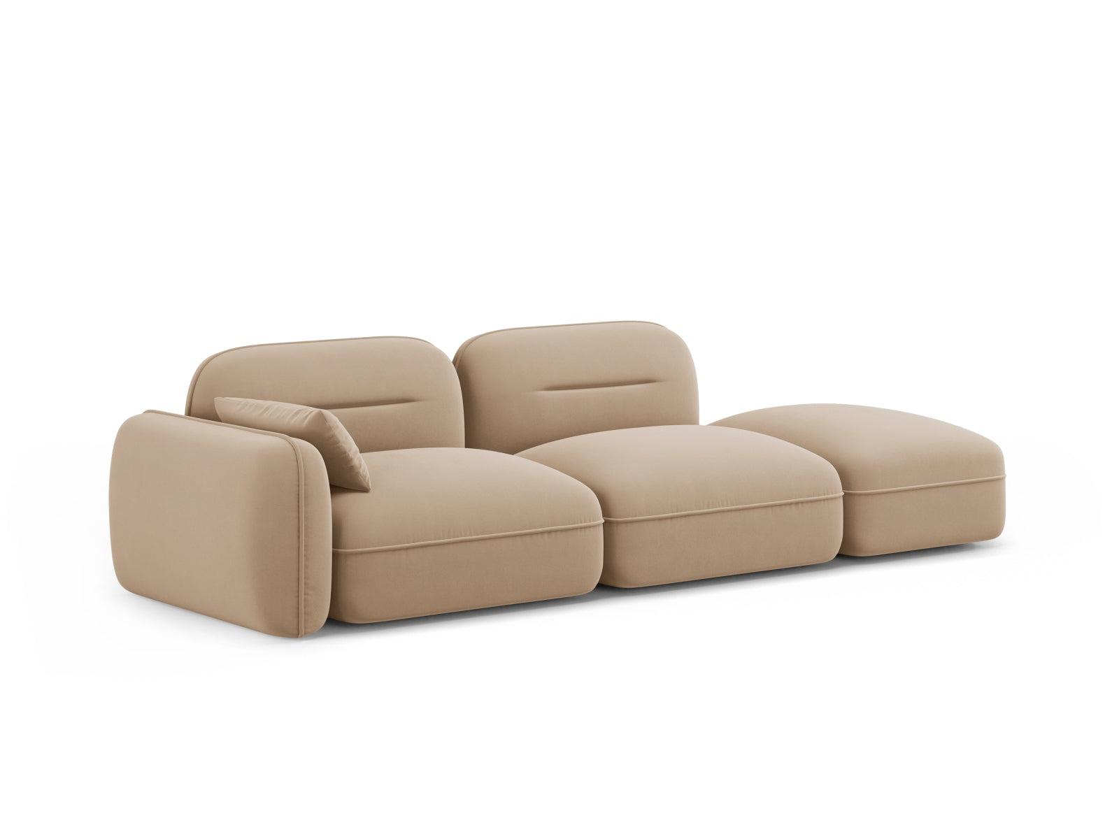 Sydney Velour Modular sofa rechts 3 Sitzer in Sand präsentiert im Onlineshop von KAQTU Design AG. 3er Sofa ist von Cosmopolitan Design