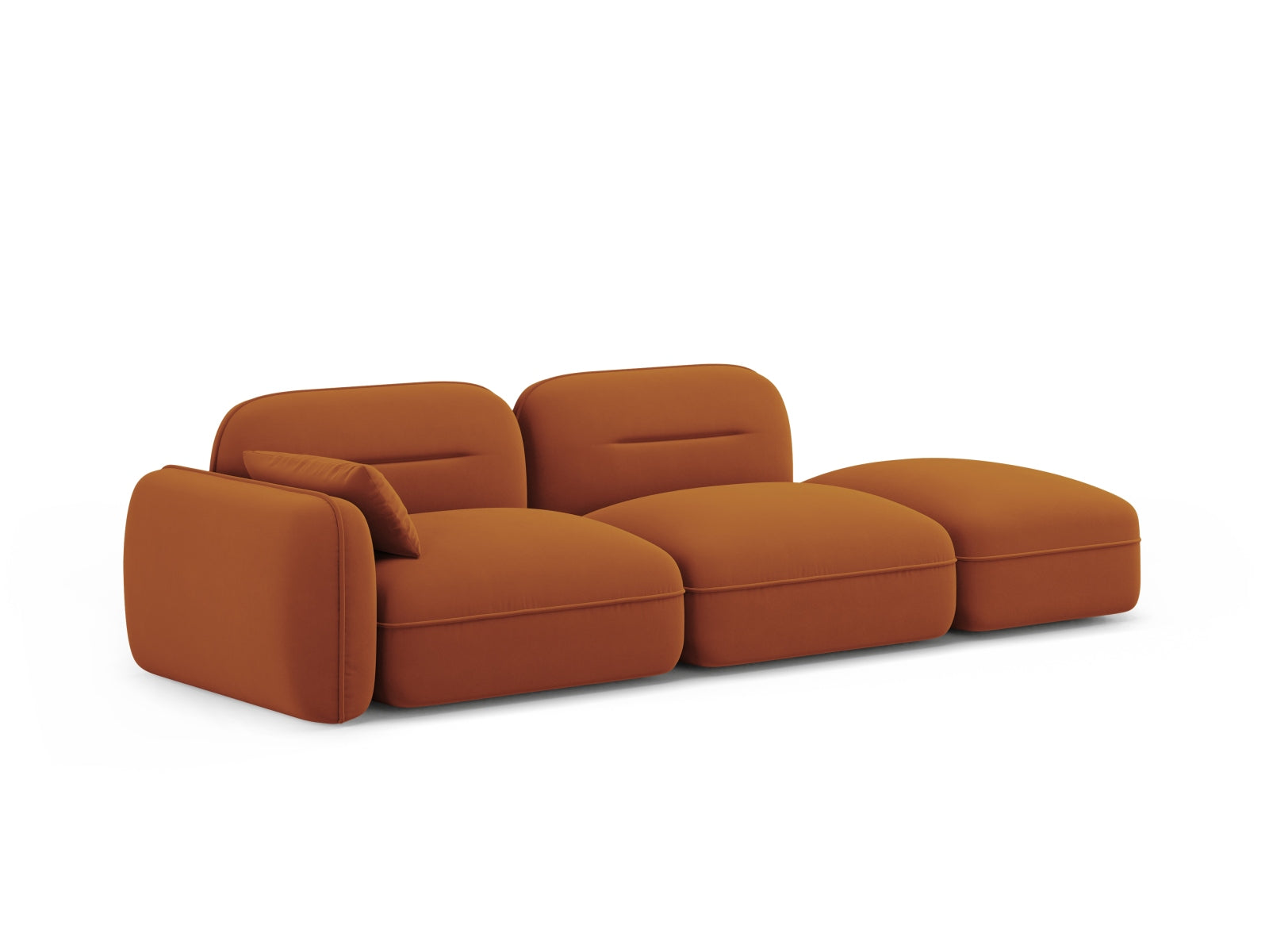 Sydney Velour Modular sofa rechts 3 Sitzer in Terracotta präsentiert im Onlineshop von KAQTU Design AG. 3er Sofa ist von Cosmopolitan Design