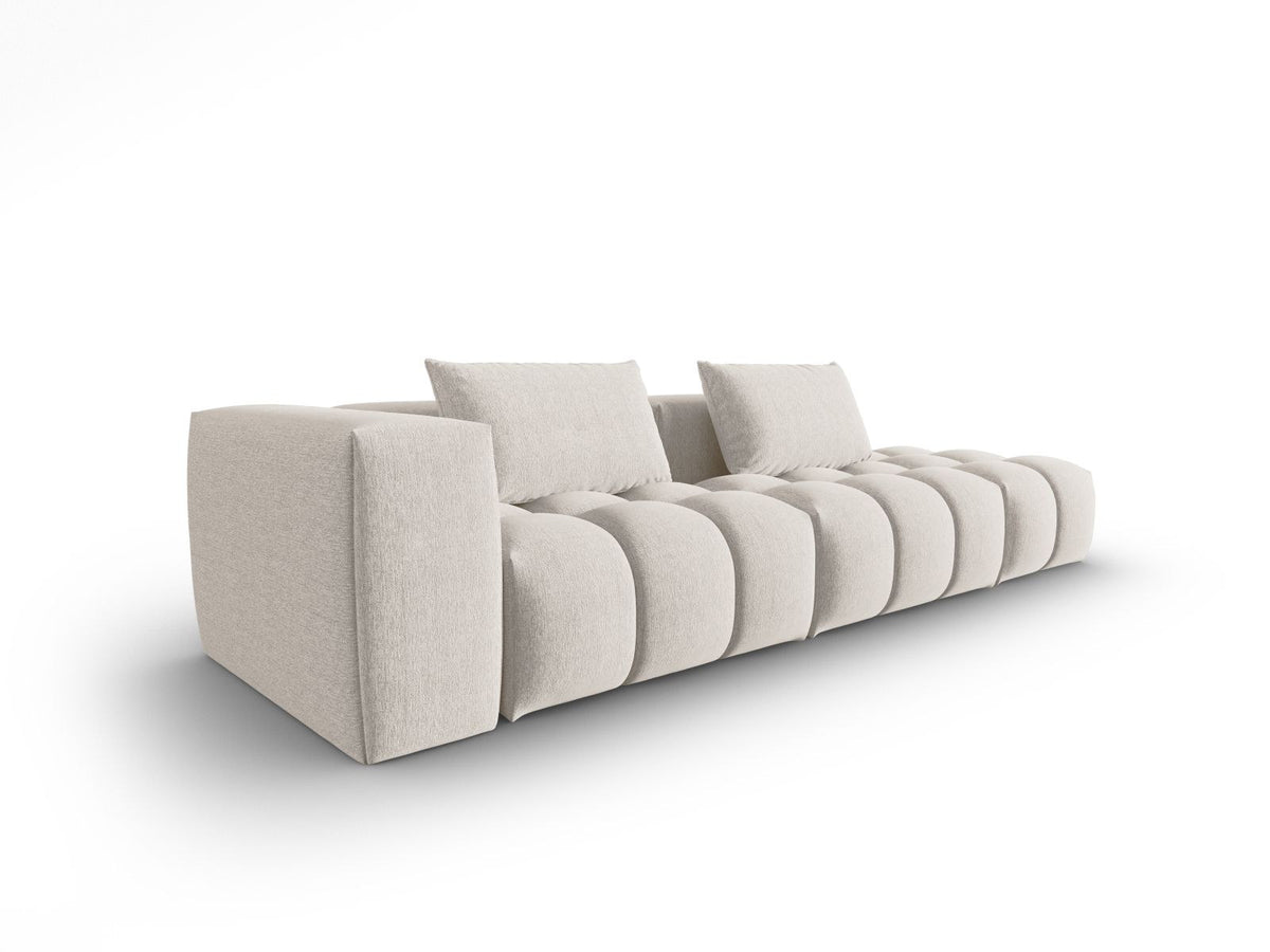 Modulares 4er Sofa Verona Rechts von Cosmopolitan Design in Beige mit Sorella-Strukturstoff, Massivholzrahmen und schwarzen Kunststoffbeinen.