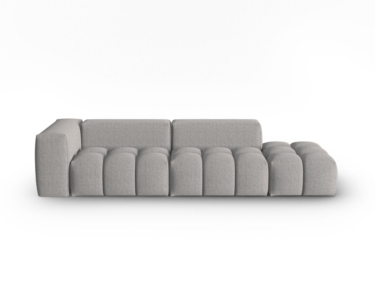 Modulares 4er Sofa Verona Rechts von Cosmopolitan Design in Beige mit Sorella-Strukturstoff, Massivholzrahmen und schwarzen Kunststoffbeinen.