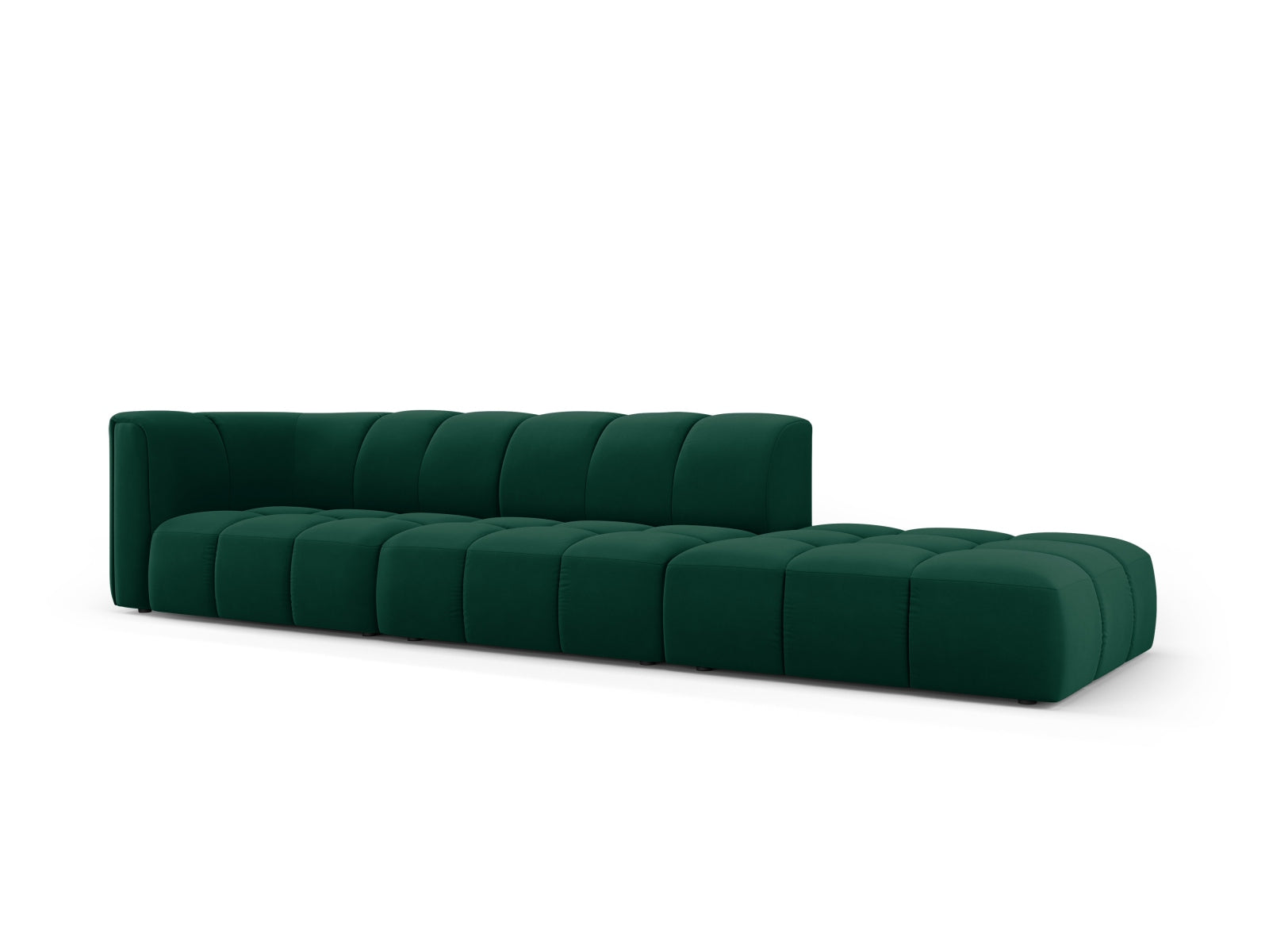 Elegantes 4-Sitzer Sofa Moritz in Bottle Green-Bluvel, ideal für stilvolle Wohnräume, präsentiert von KAQTU Design AG.