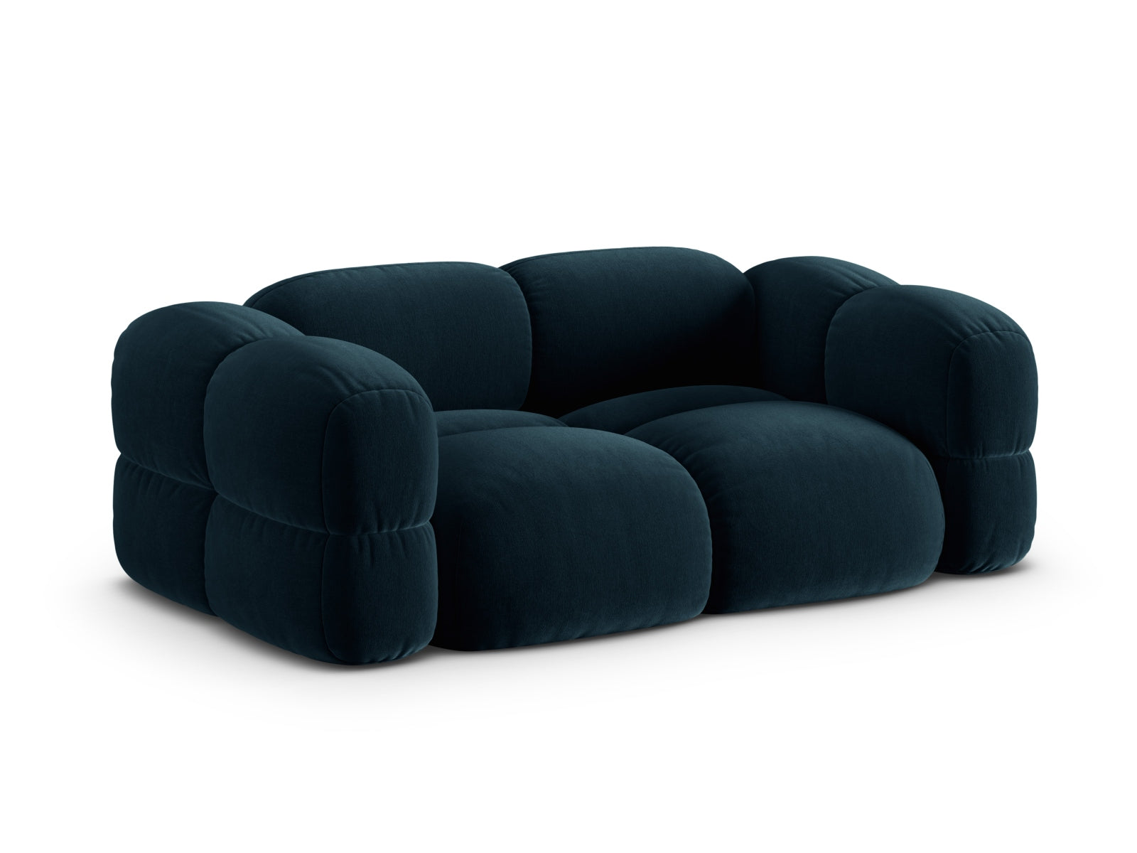 Stilvolles 3-Sitzer Sofa Loretto aus Velours in edlem Petrol, perfekt für moderne Wohnkonzepte und gemütliche Atmosphäre.