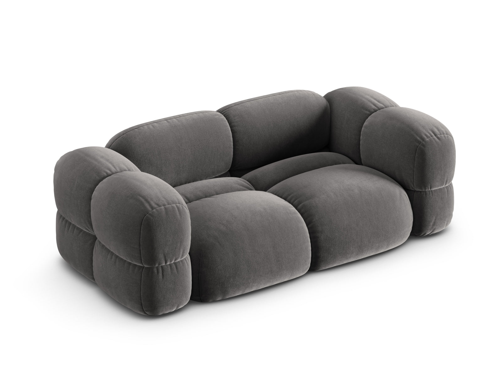 Elegantes 3-Sitzer Sofa Loretto aus Velours in Grau, ideal für gemütliche Abende und stilvolle Einrichtungsideen.