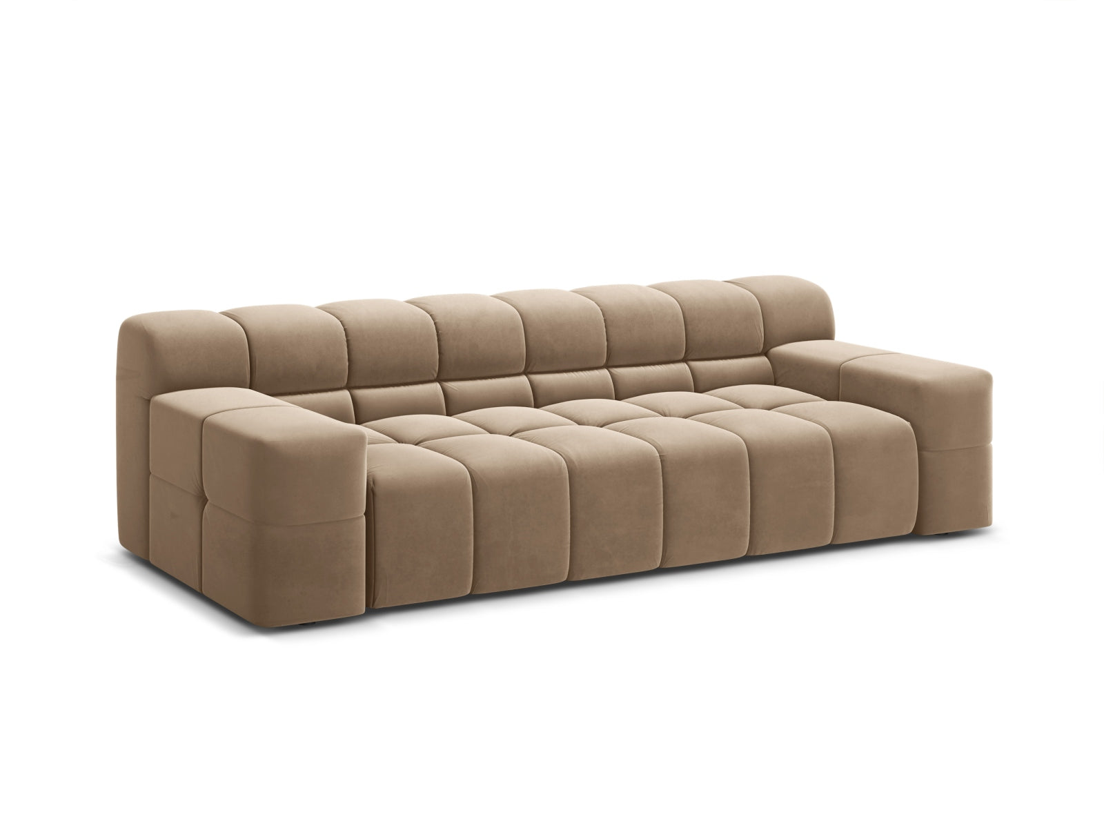 Elegantes 3-Sitzer Sofa Hawaii in luxuriösem Cappuccino-Magic Velvet, ideal für stilvolle Wohnräume und gemütliche Abende.