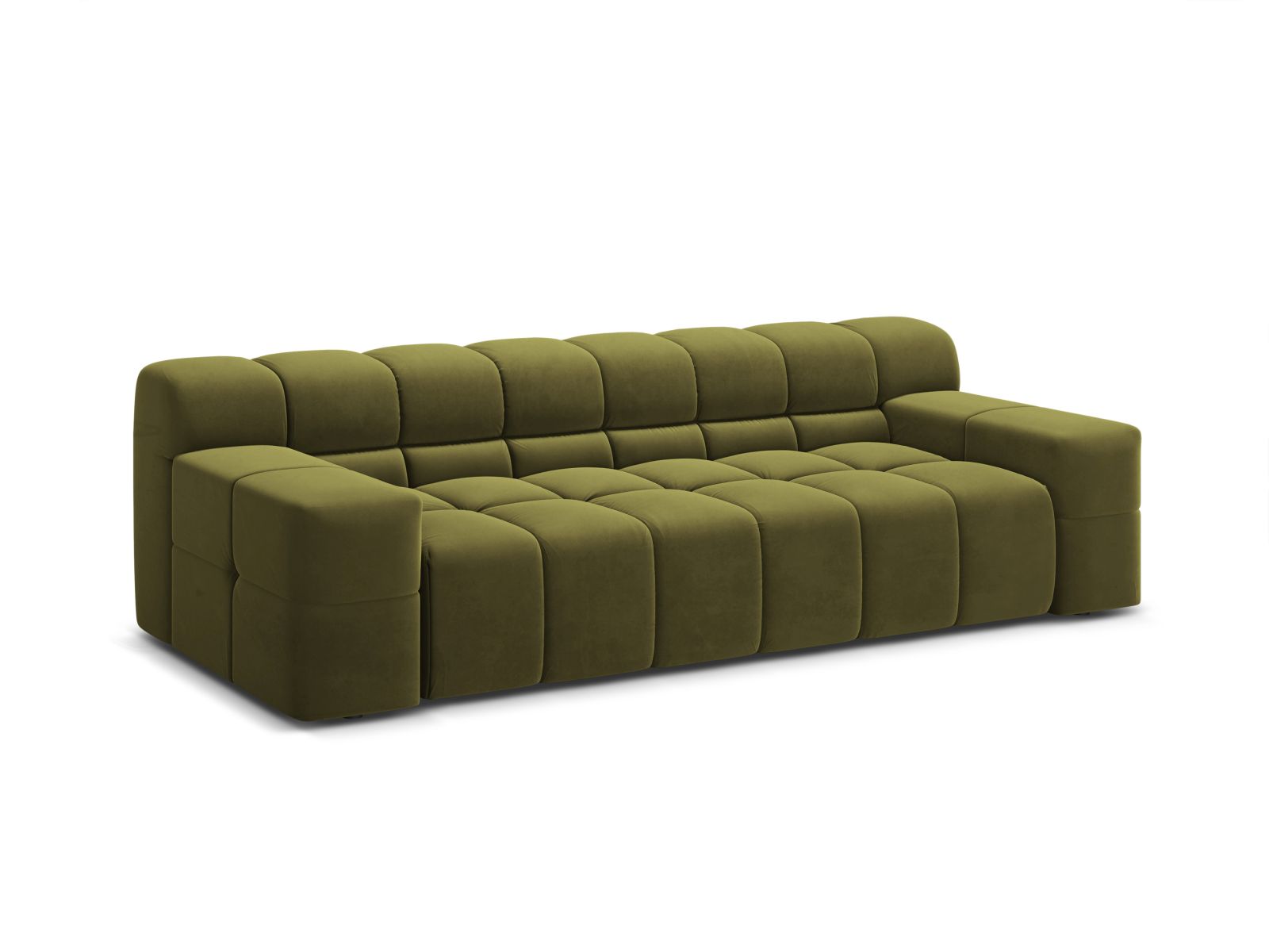 Elegantes 3-Sitzer Sofa Hawaii in sanftem Pistaziengrün aus Magic Velvet, ideal für stilvolle Wohnräume.