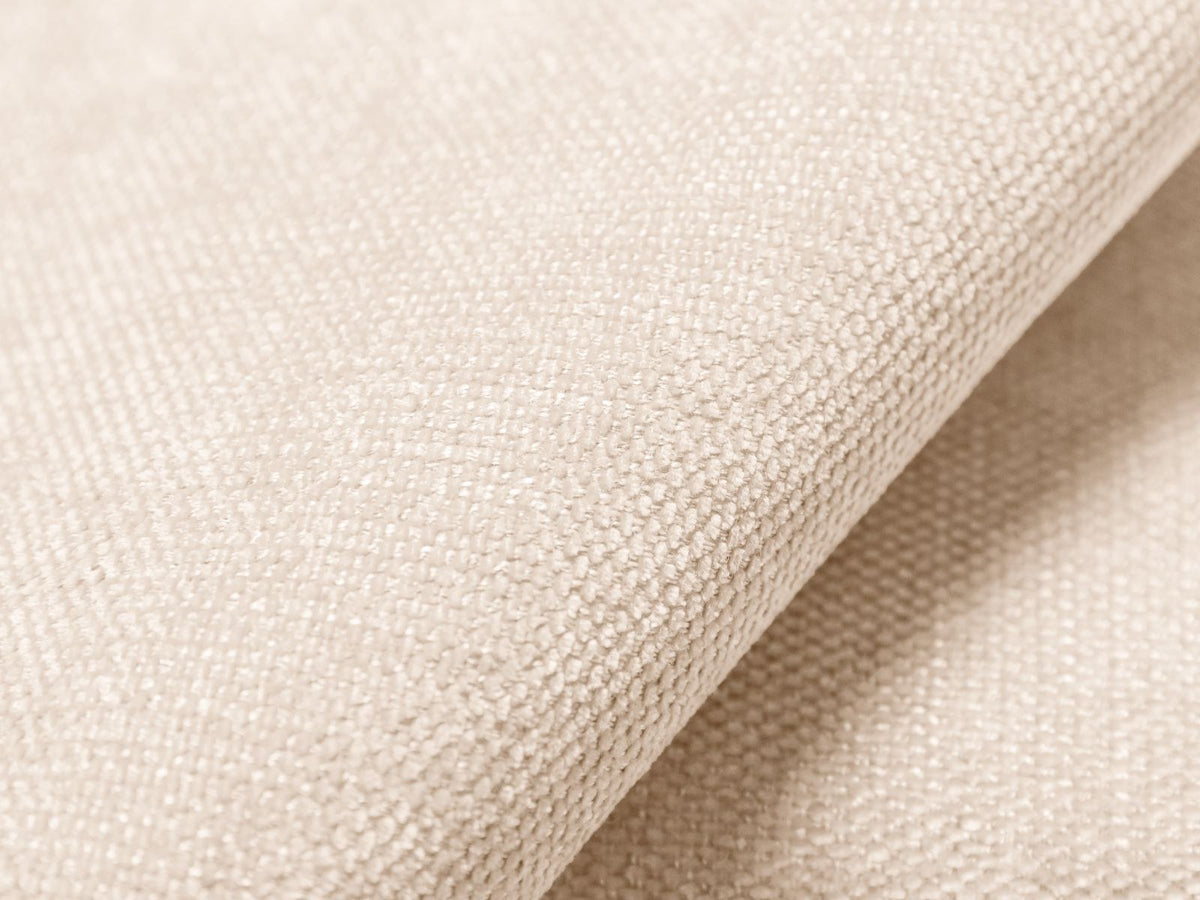 Beiges 3er Sofa Turin von Cosmopolitan Design mit Chenille-Stoffbezug Rosario, Massivholzrahmen und Beinen aus schwarzem Buchenholz.