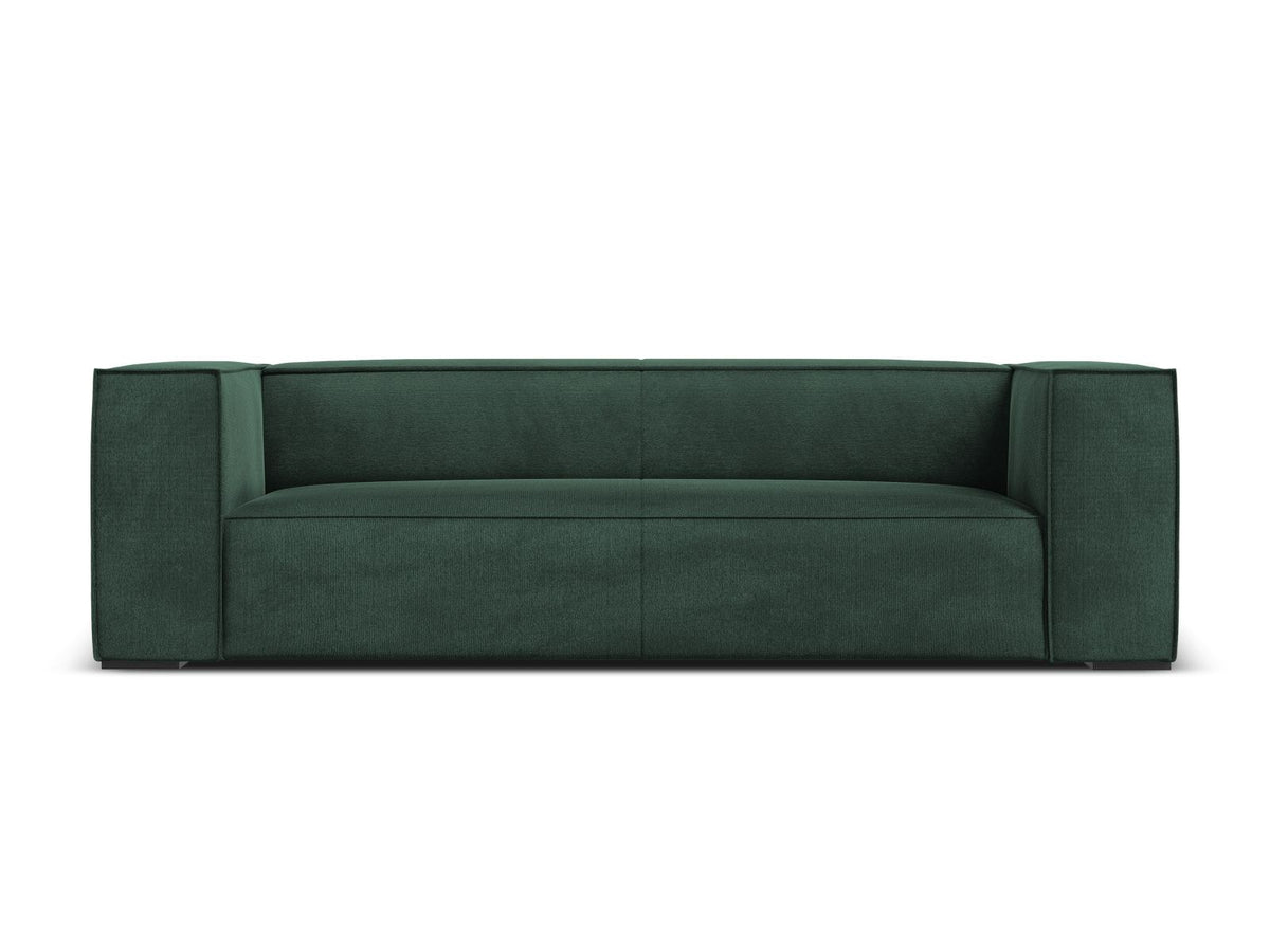 Beiges 3er Sofa Turin von Cosmopolitan Design mit Chenille-Stoffbezug Rosario, Massivholzrahmen und Beinen aus schwarzem Buchenholz.