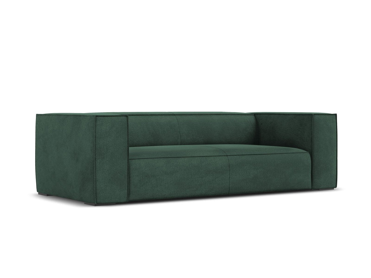 Beiges 3er Sofa Turin von Cosmopolitan Design mit Chenille-Stoffbezug Rosario, Massivholzrahmen und Beinen aus schwarzem Buchenholz.
