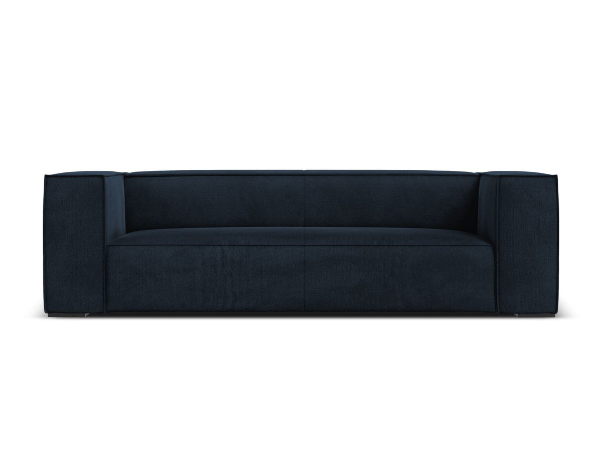 Beiges 3er Sofa Turin von Cosmopolitan Design mit Chenille-Stoffbezug Rosario, Massivholzrahmen und Beinen aus schwarzem Buchenholz.