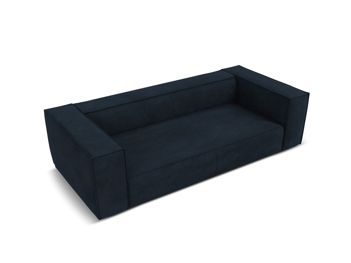 Beiges 3er Sofa Turin von Cosmopolitan Design mit Chenille-Stoffbezug Rosario, Massivholzrahmen und Beinen aus schwarzem Buchenholz.