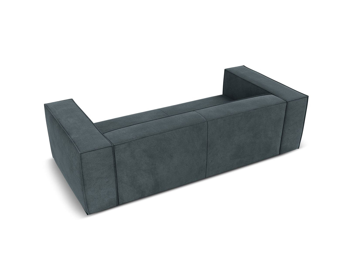 Beiges 3er Sofa Turin von Cosmopolitan Design mit Chenille-Stoffbezug Rosario, Massivholzrahmen und Beinen aus schwarzem Buchenholz.