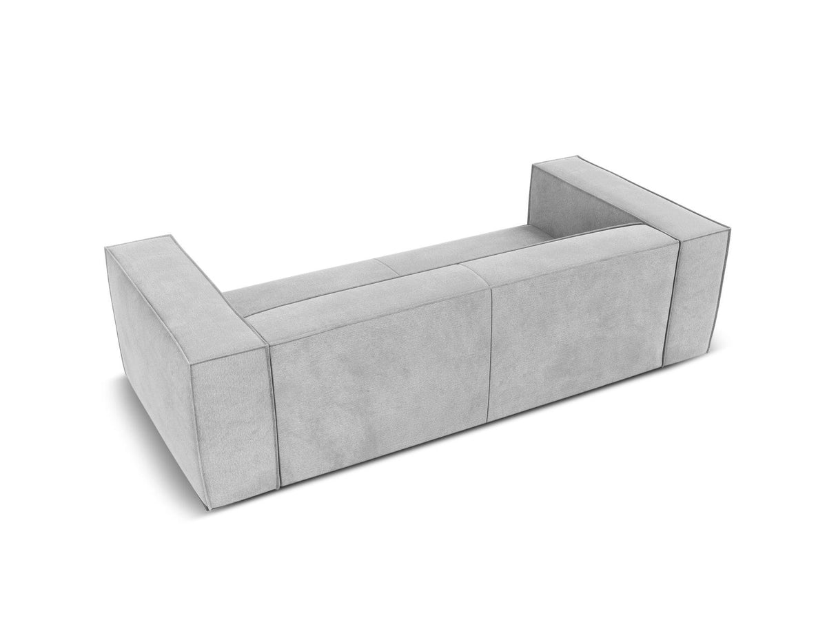 Beiges 3er Sofa Turin von Cosmopolitan Design mit Chenille-Stoffbezug Rosario, Massivholzrahmen und Beinen aus schwarzem Buchenholz.