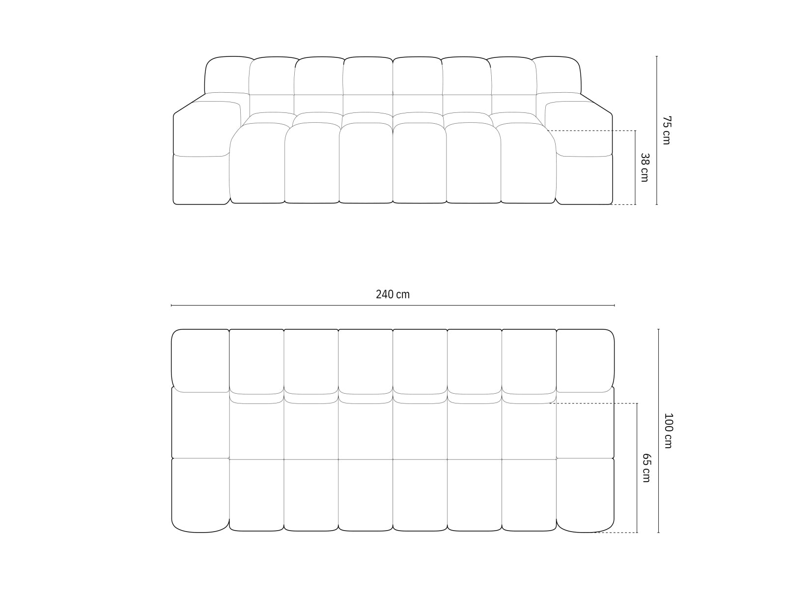 Modernes 3-Sitzer Sofa Hawaii in zartem Beige, perfekt für gemütliche Wohnzimmer, entworfen von Cosmopolitan Design.