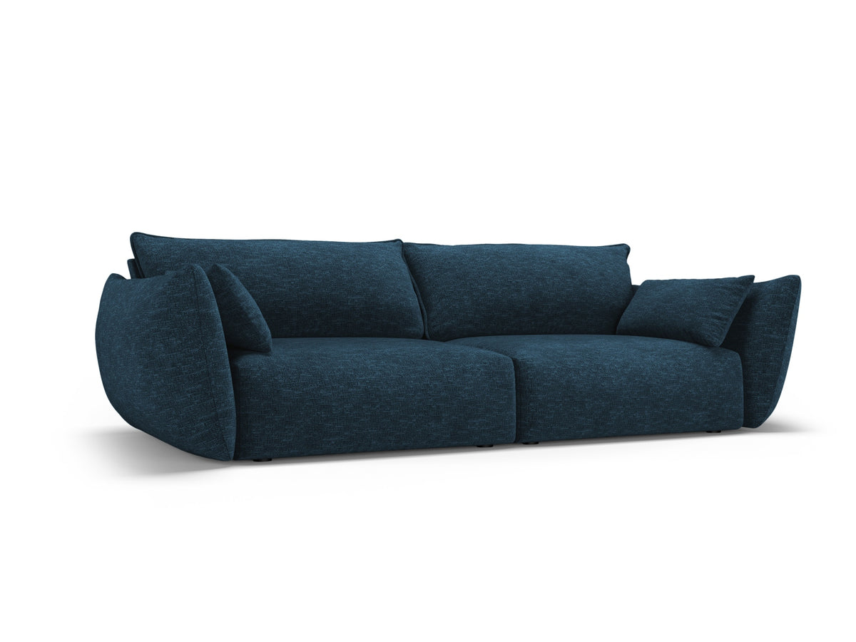 3er Sofa Matera mit Stoffbezug, Massivholzrahmen und schwarzen Kunststoffbeinen