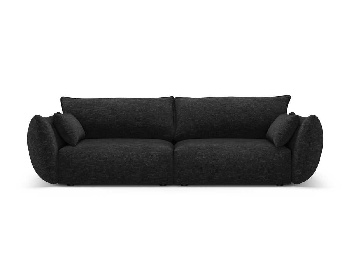 3er Sofa Matera mit Stoffbezug, Massivholzrahmen und schwarzen Kunststoffbeinen