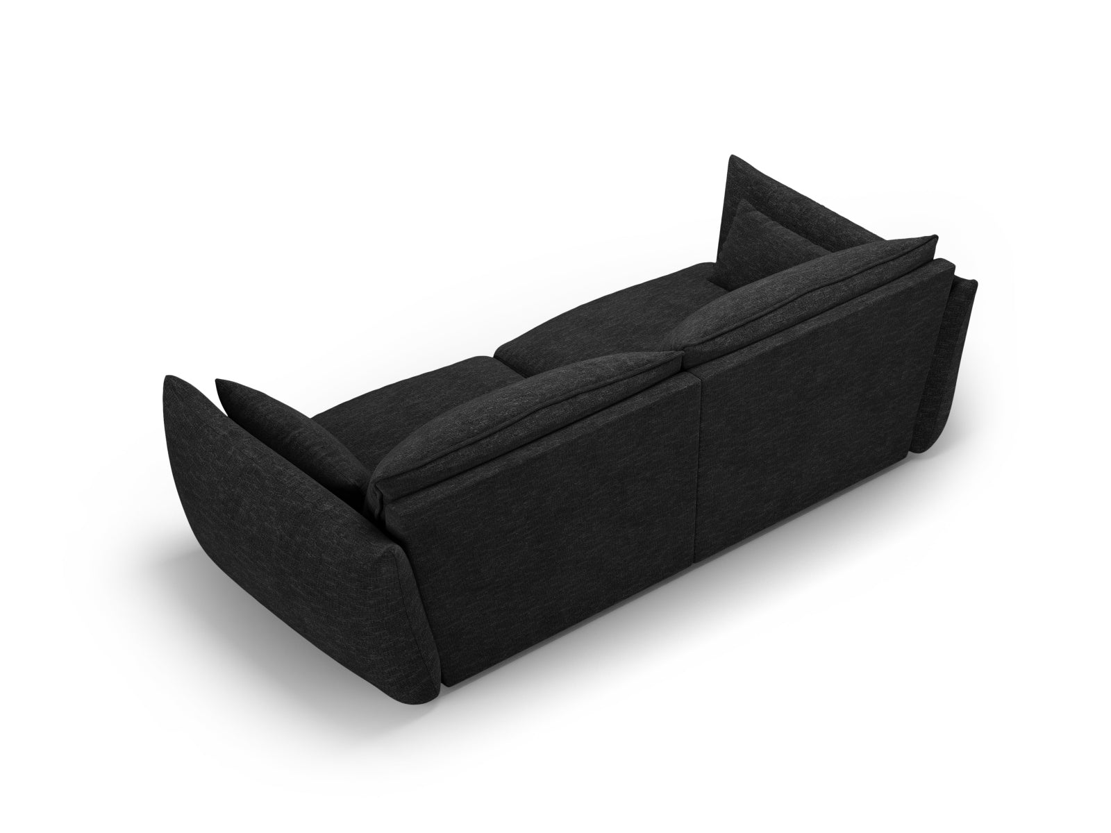 Elegantes 3-Sitzer Sofa Matera in zeitlosem Schwarz, ideal für moderne Wohnräume und entspannte Abende, erhältlich bei KAQTU.