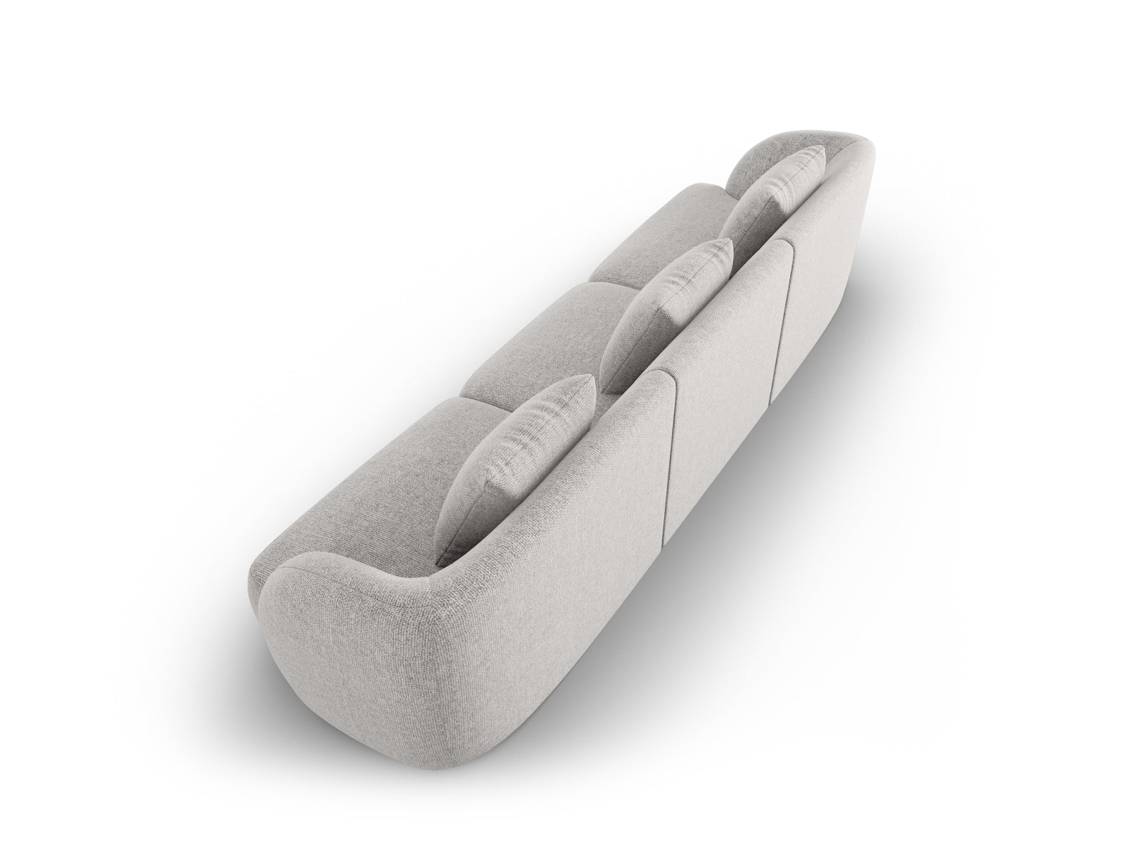 Modernes 3-Sitzer Sofa Tulum in sanftem Grau, perfekt für gemütliche und stilvolle Wohnambiente von Cosmopolitan Design.