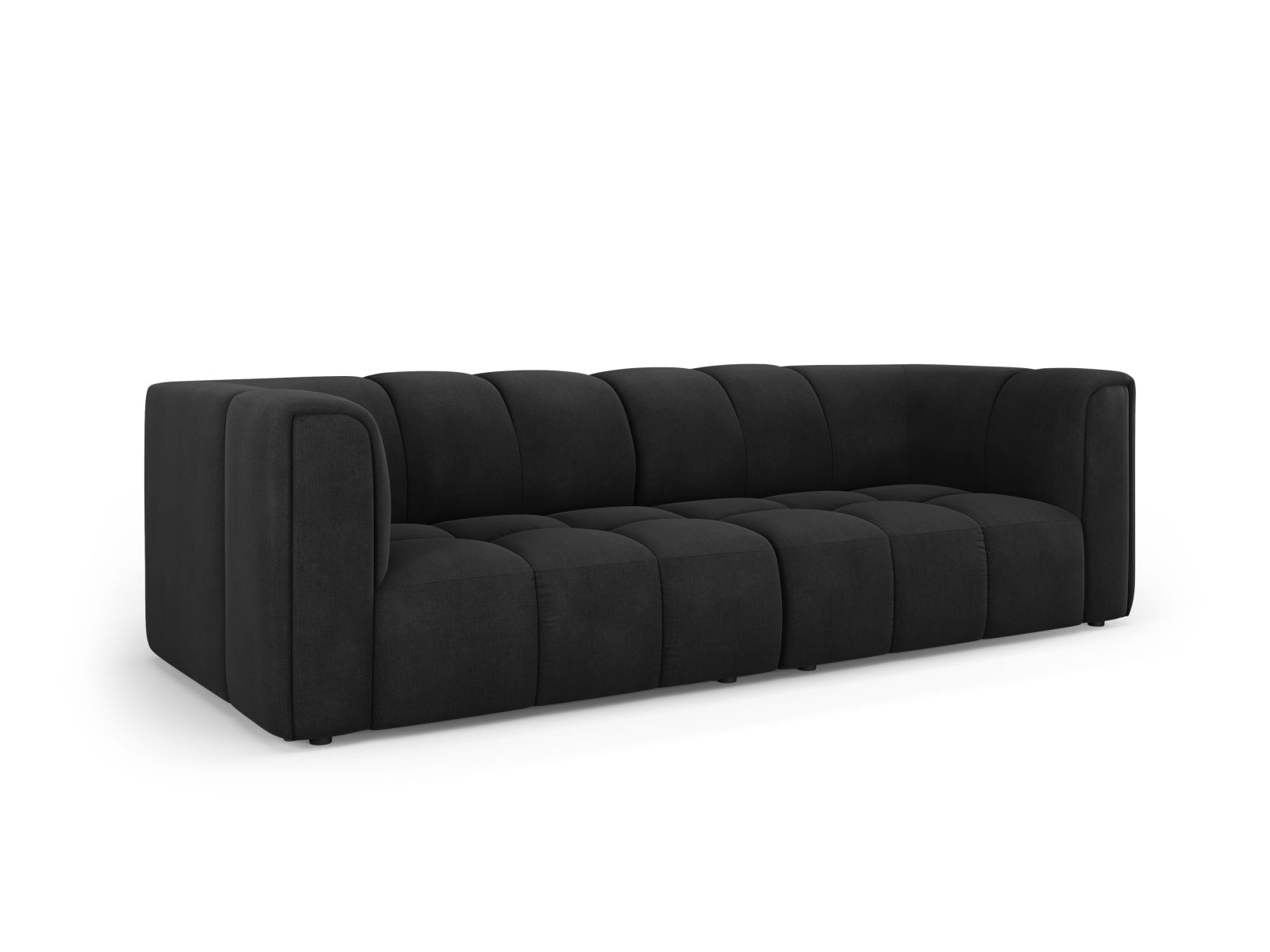 Elegantes 3-Sitzer Sofa Moritz in stilvollem Schwarz, ideal für moderne Wohnräume, erhältlich bei KAQTU Design AG.