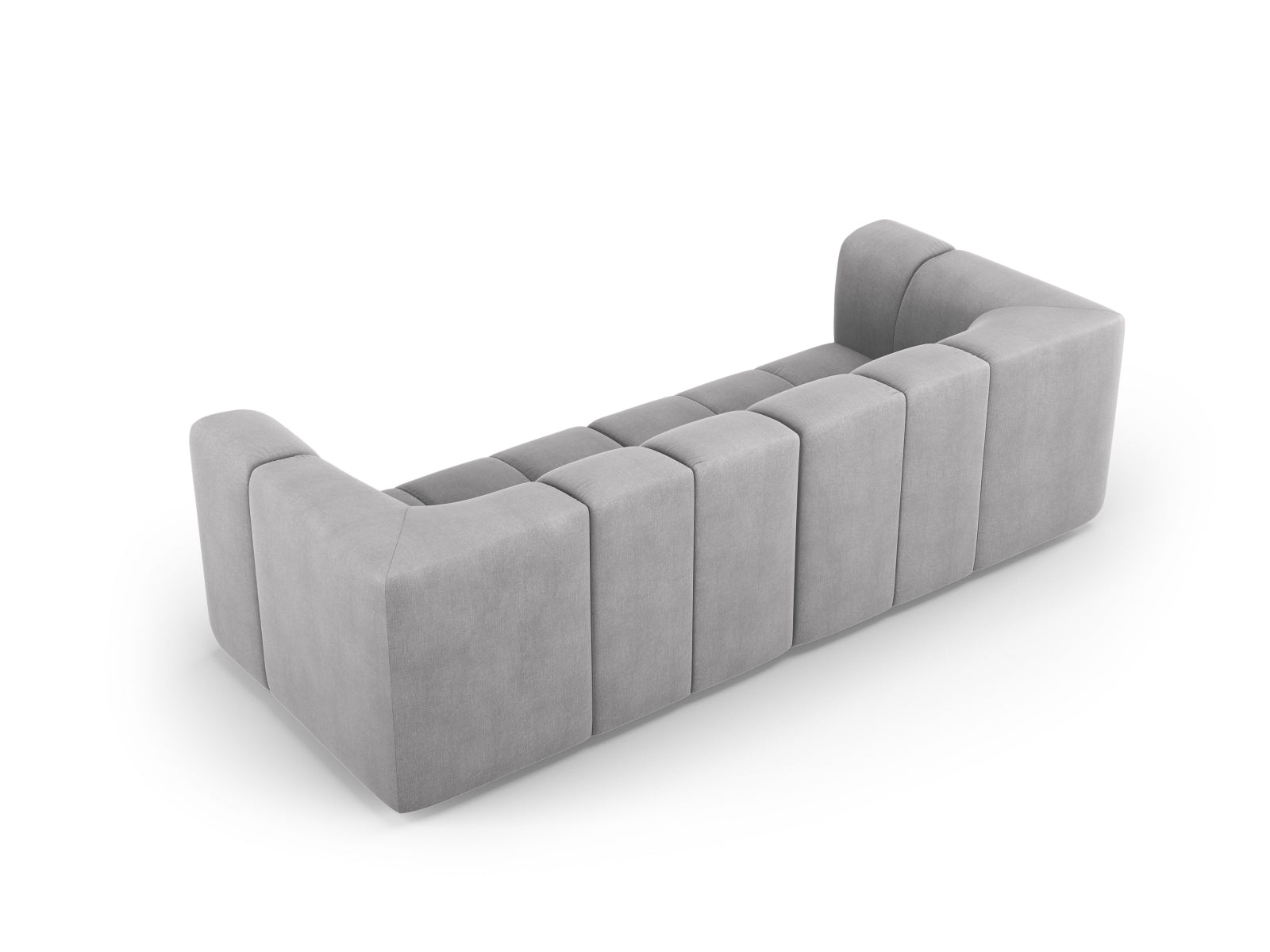 Stylisches 3-Sitzer Sofa Moritz in sanftem Grau, perfekt für zeitgemäße Einrichtungen und gemütliche Wohnzimmer, erhältlich bei Cosmopolitan Design.
