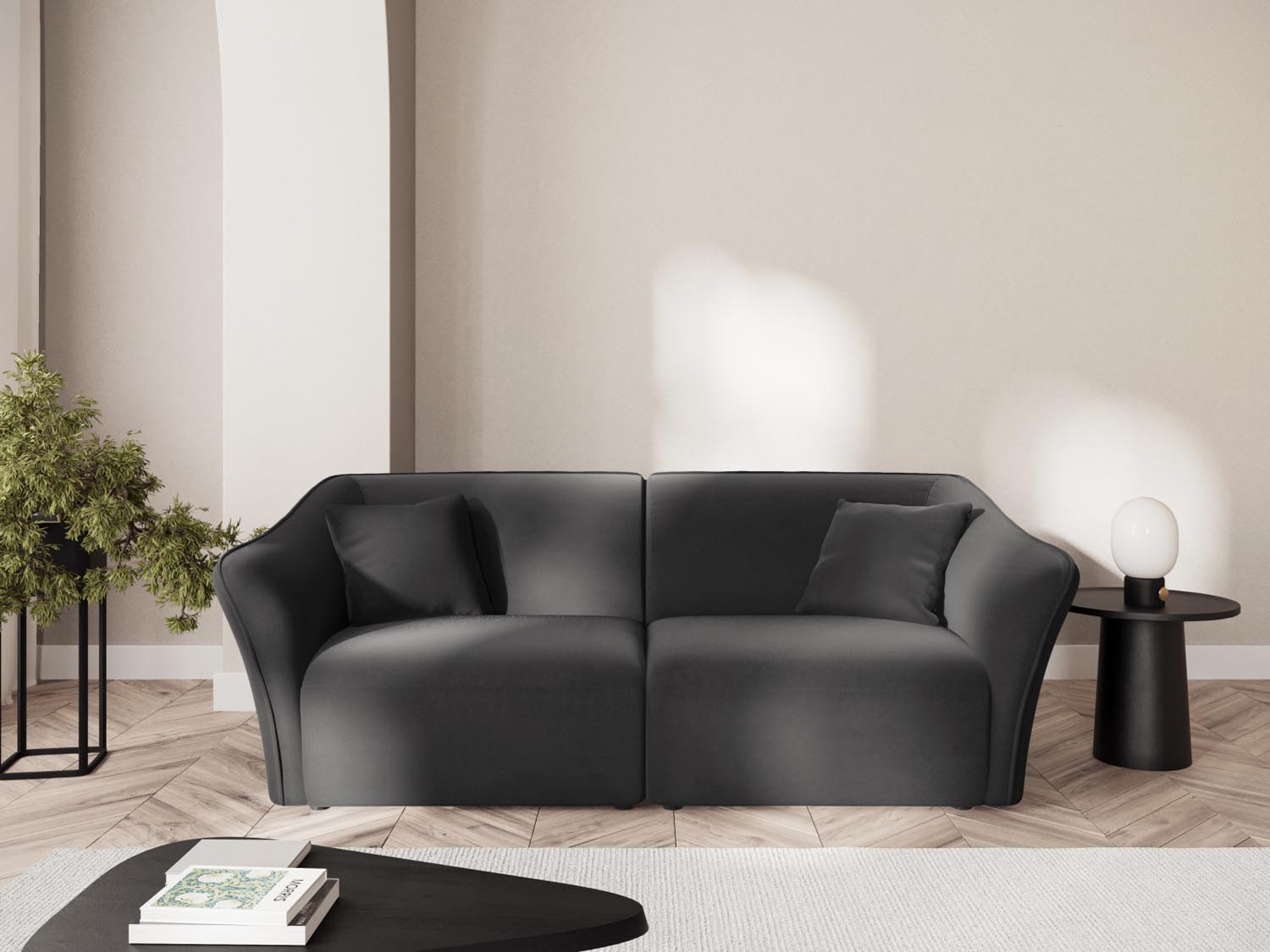 Tokyo Velour Modular Sofa 3 Sitzer in Dark Grey präsentiert im Onlineshop von KAQTU Design AG. 3er Sofa ist von Cosmopolitan Design