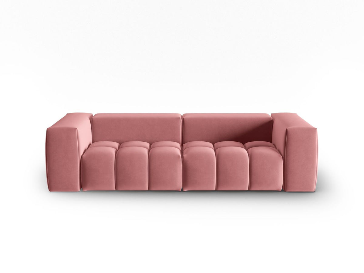 Modulares 3er Sofa Verona in Sand-Casino Samtstoff mit Massivholzrahmen und schwarzen Kunststoffbeinen, Cosmopolitan Design.