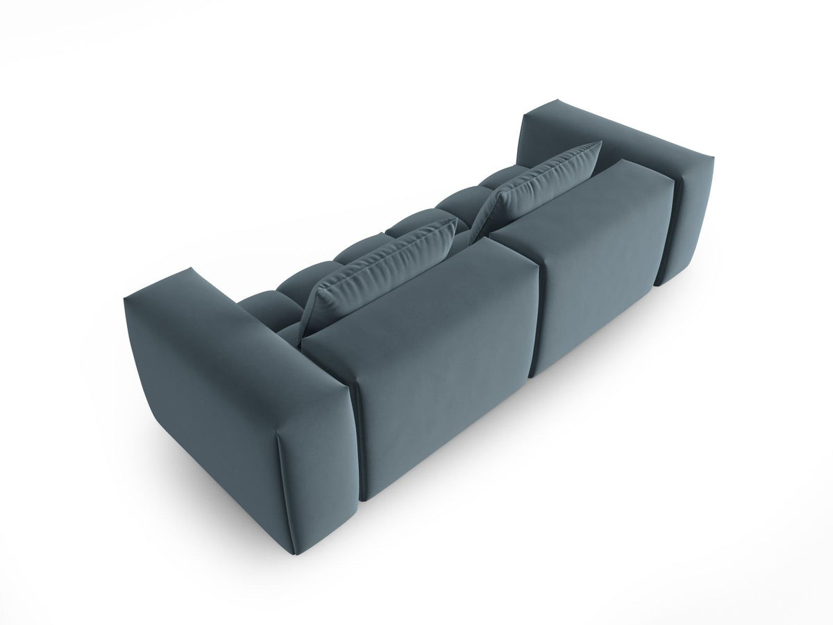 Modulares 3er Sofa Verona in Sand-Casino Samtstoff mit Massivholzrahmen und schwarzen Kunststoffbeinen, Cosmopolitan Design.