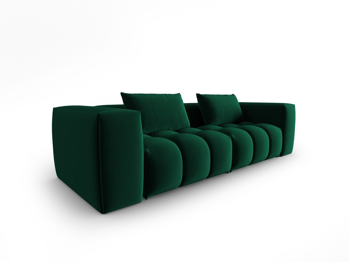 Modulares 3er Sofa Verona in Sand-Casino Samtstoff mit Massivholzrahmen und schwarzen Kunststoffbeinen, Cosmopolitan Design.